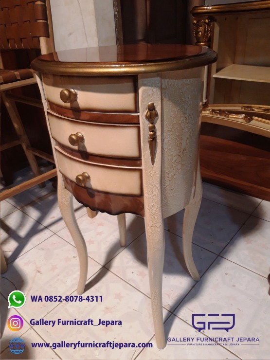 Nakas Hias Oval 3 Laci Marmer 02