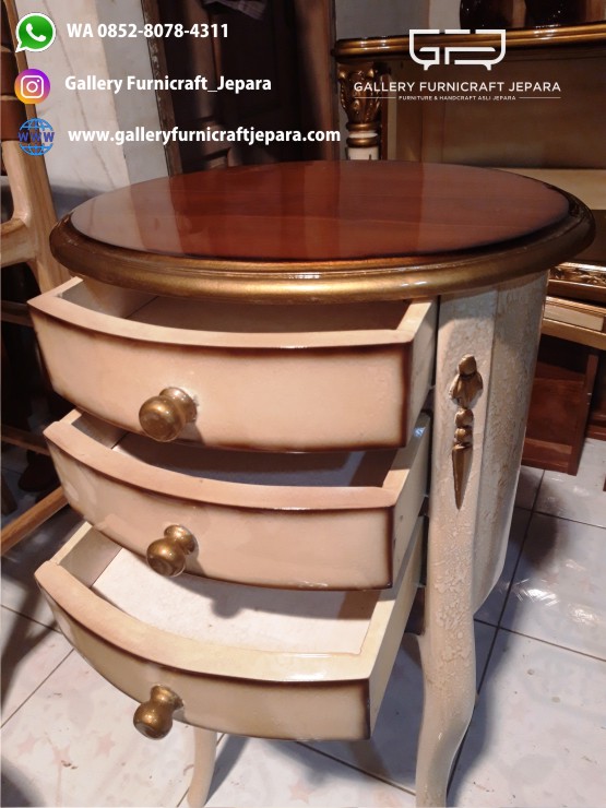 Nakas Hias Oval 3 Laci Marmer 06