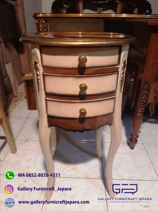 Nakas Hias Oval 3 Laci Marmer