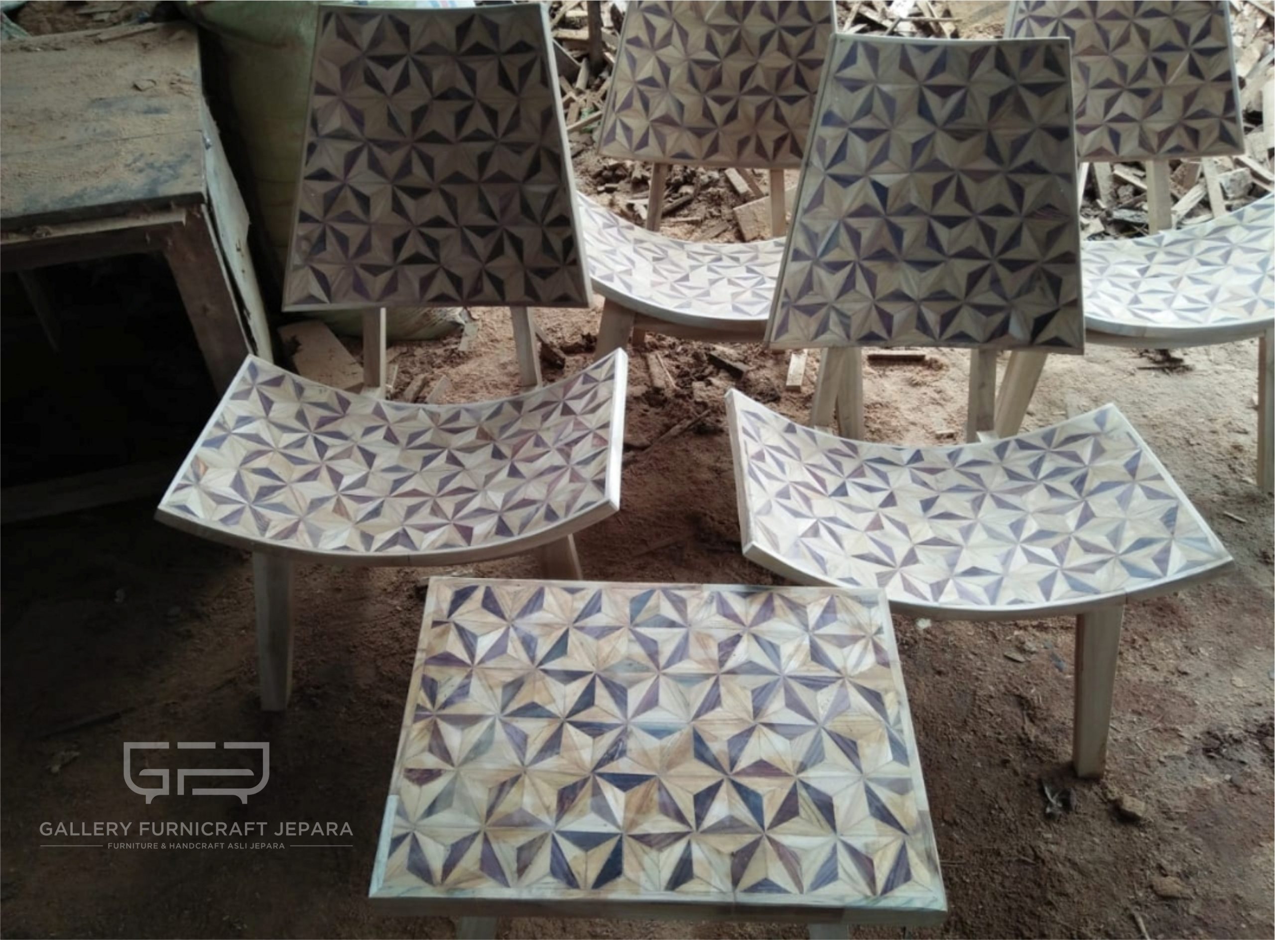 kursi teras laminasi sono jati motif 3d @850