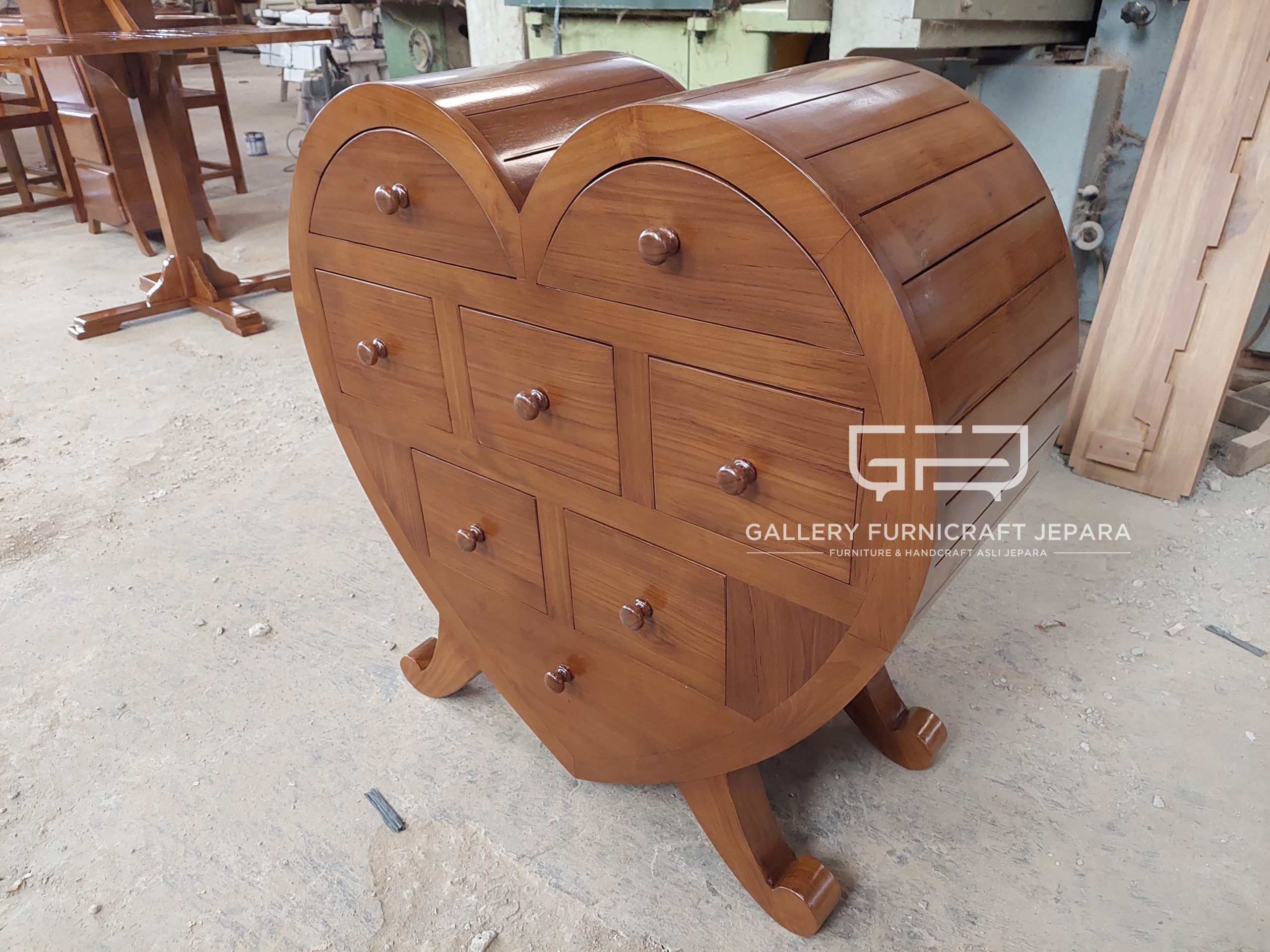 nakas love 8 laci kayu jati natural doff 80x30x80cm