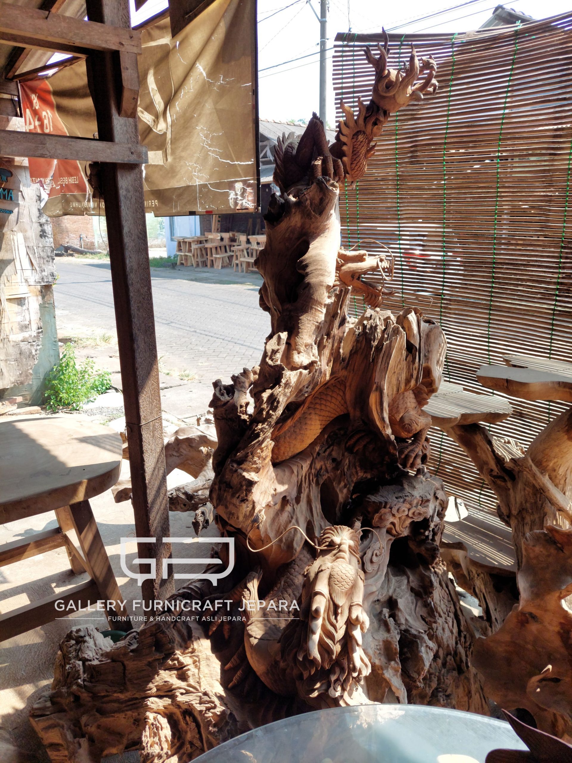 patung naga awan kayu jati 120x100x220 @18k 06