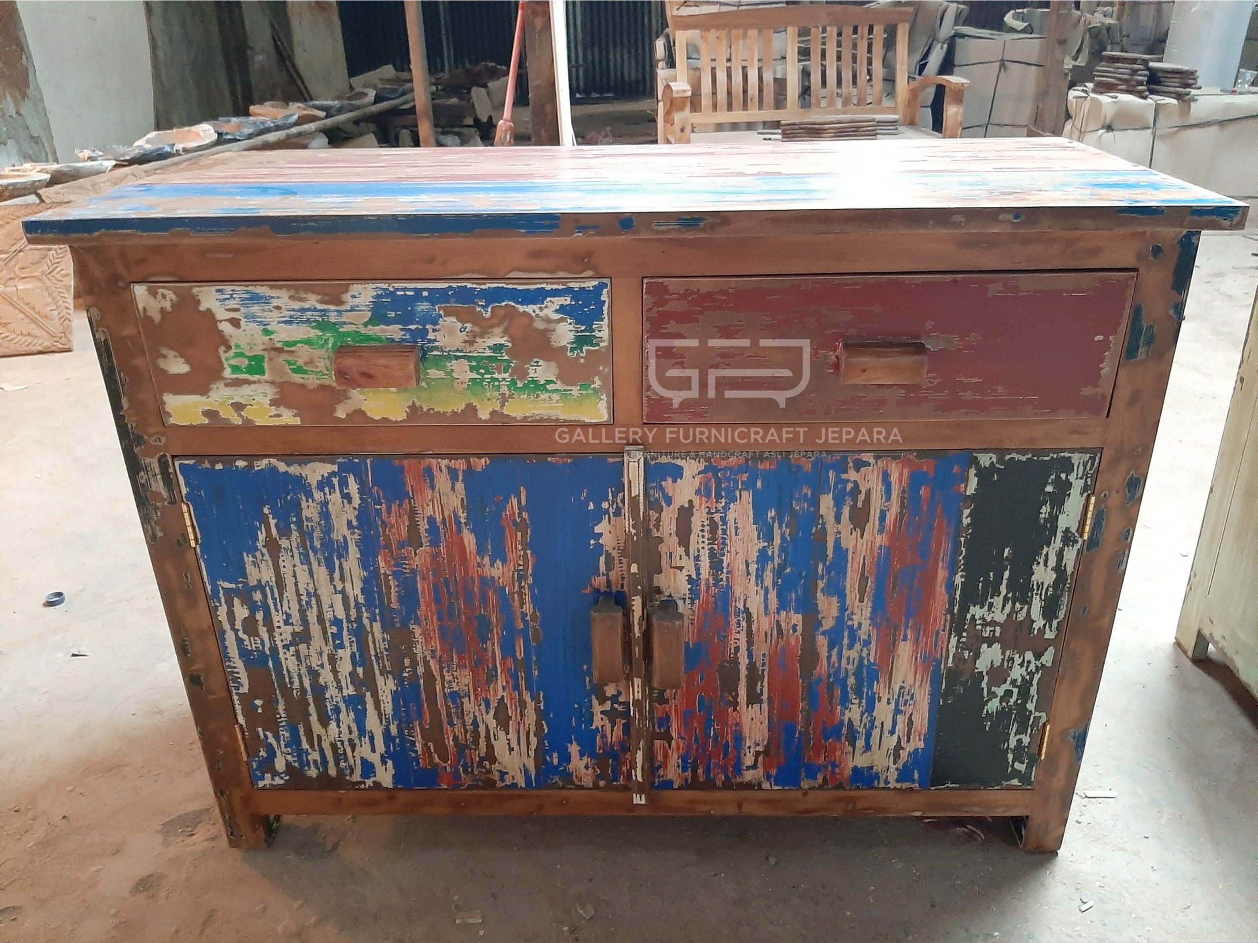 meja bufet antique scretch 110x45x80cm