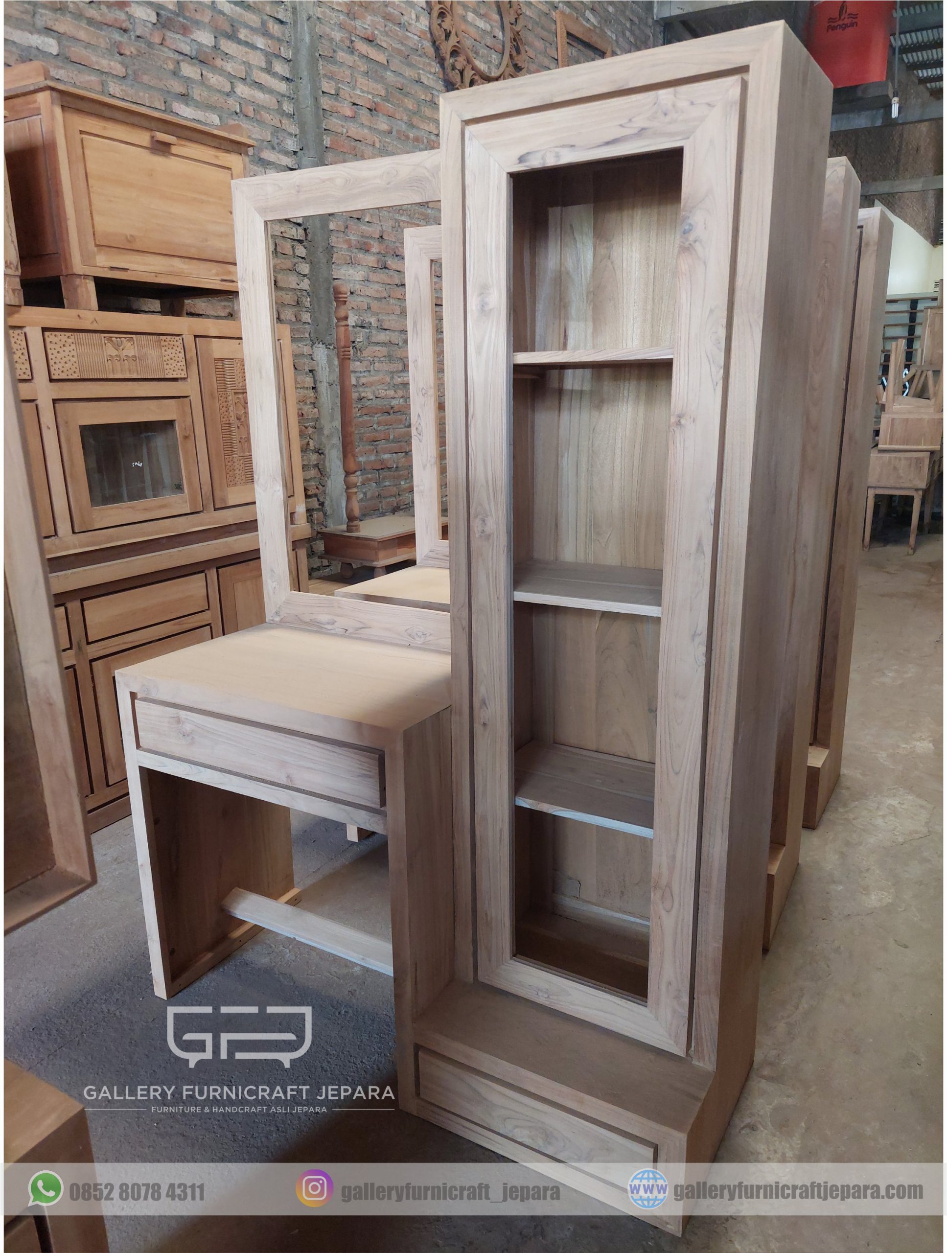 meja rias minimalis unfinish 120x45x17cm @1300 02