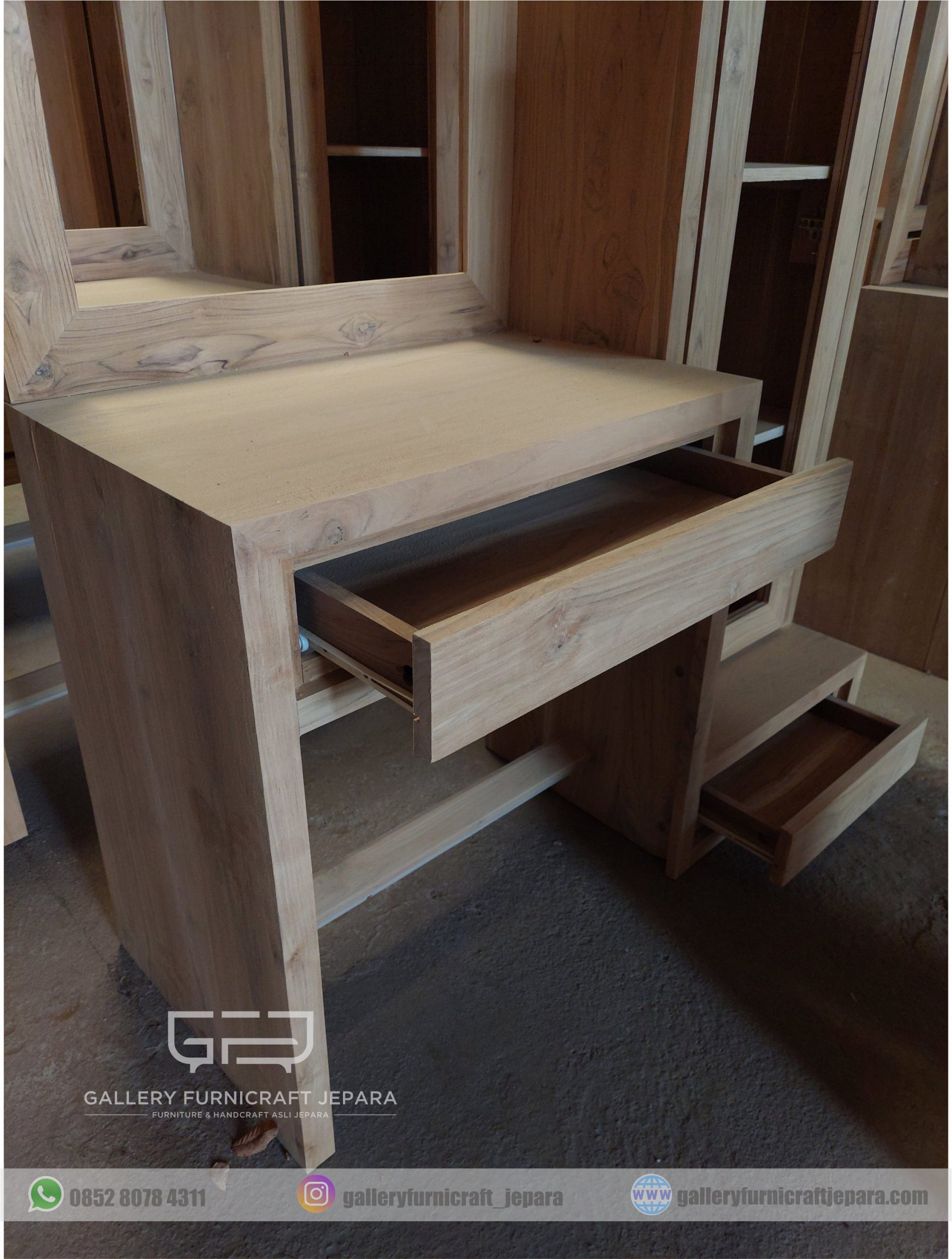 meja rias minimalis unfinish 120x45x17cm @1300 03