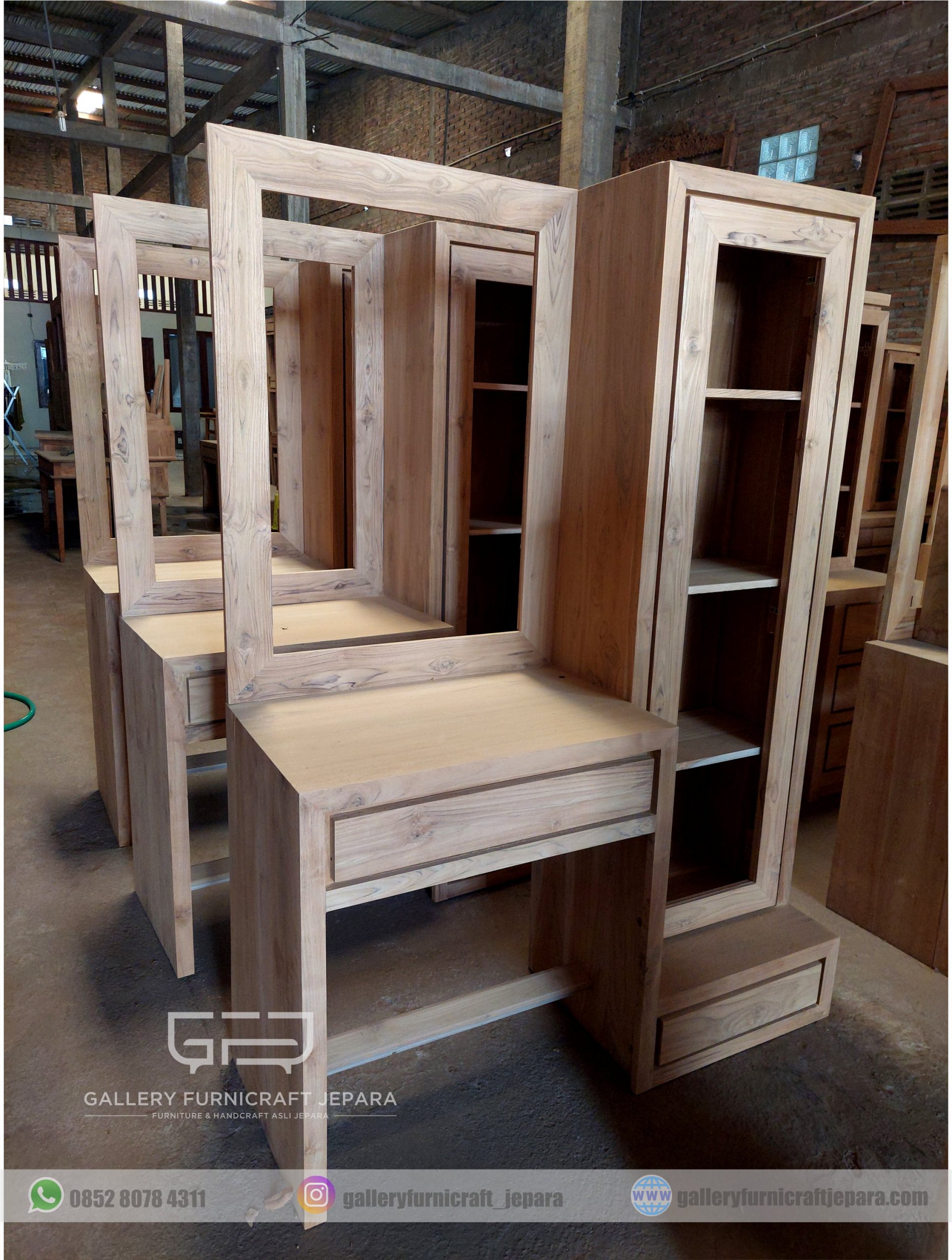 meja rias minimalis unfinish 120x45x17cm @1300