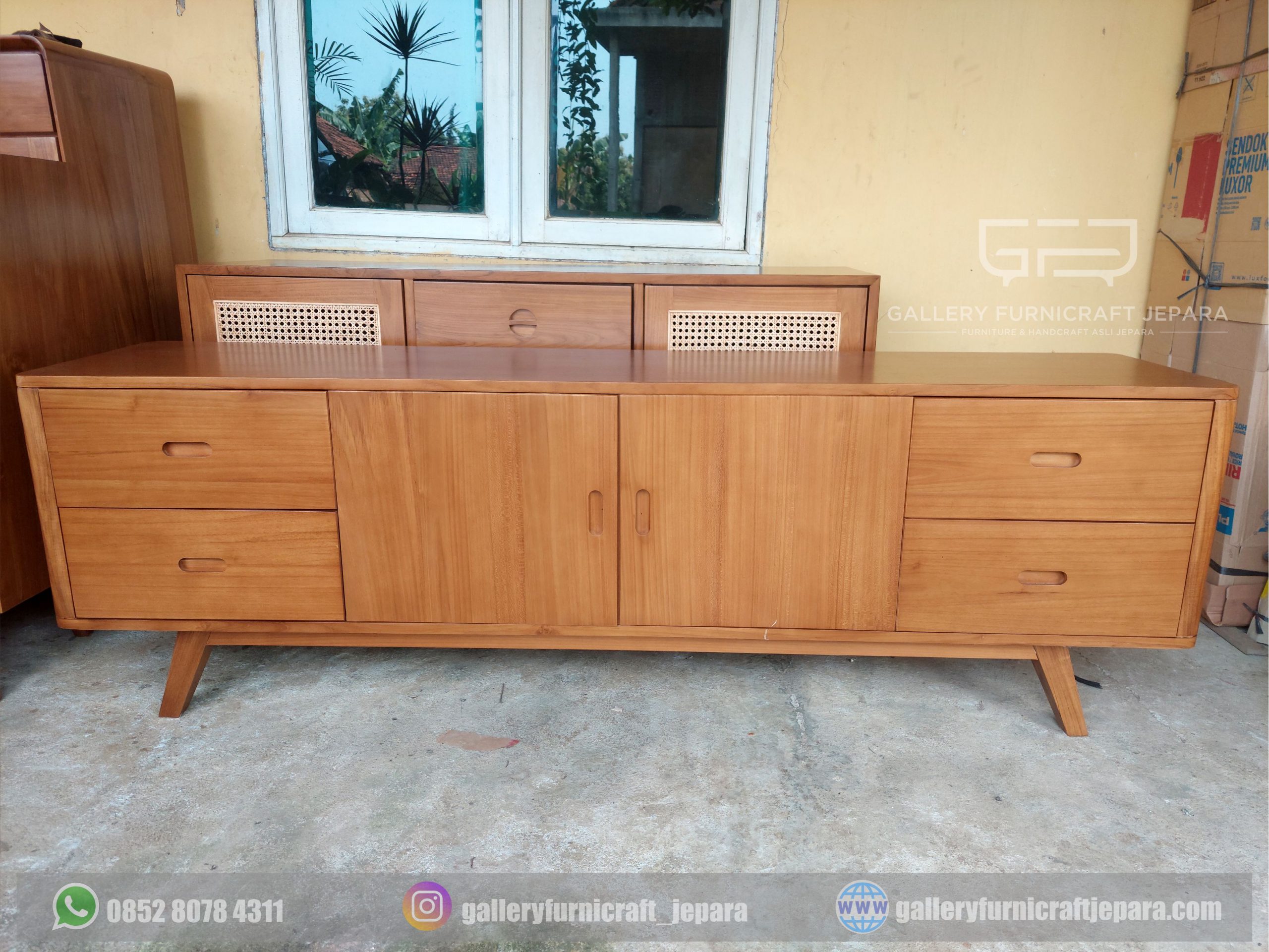 cabinet Tv scandinavian 4laci 2pintu 200x45x65cm 02
