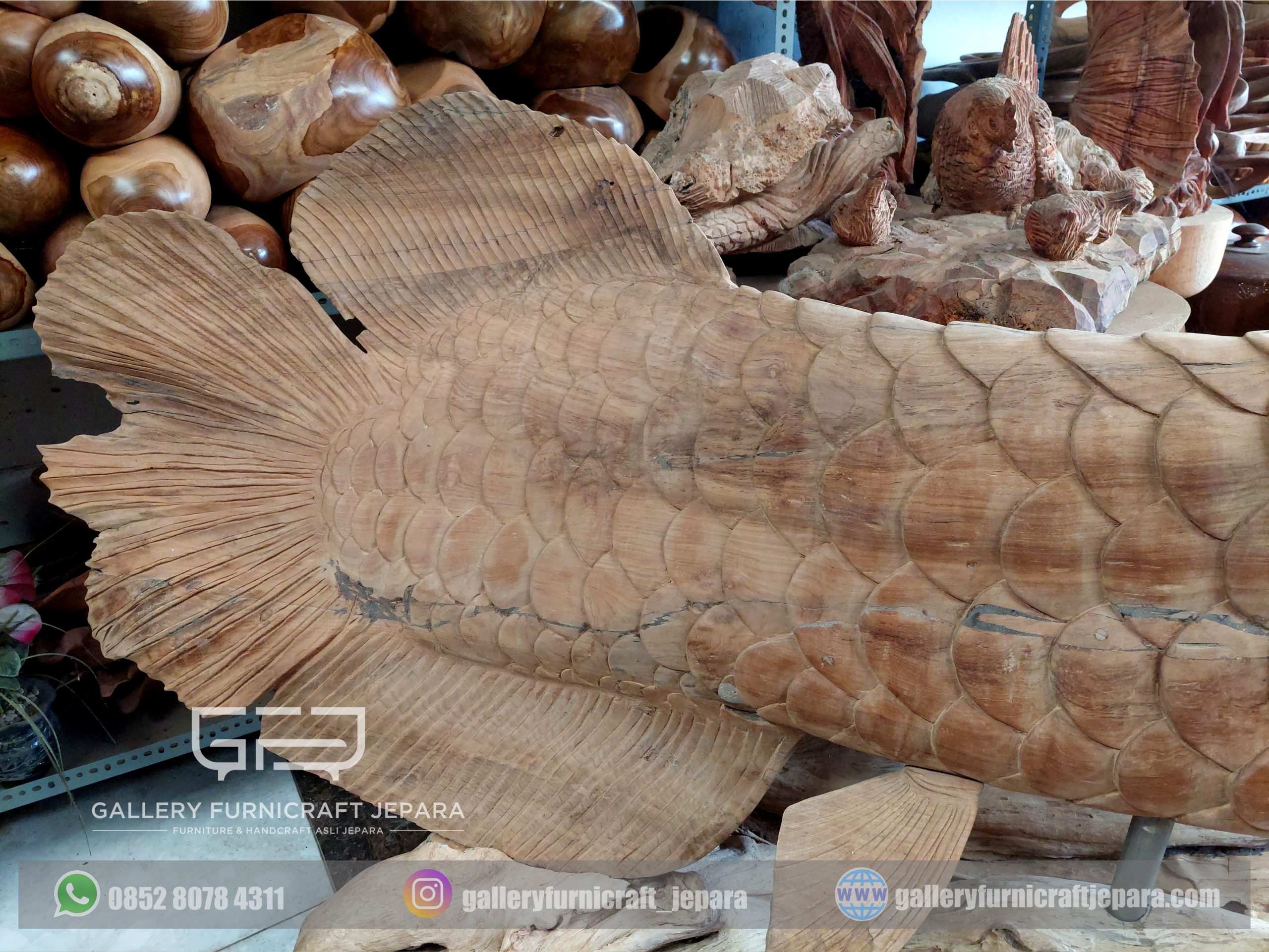 SKU 063 patung ikan arwana jati antik 210x70x100cm @6500 04