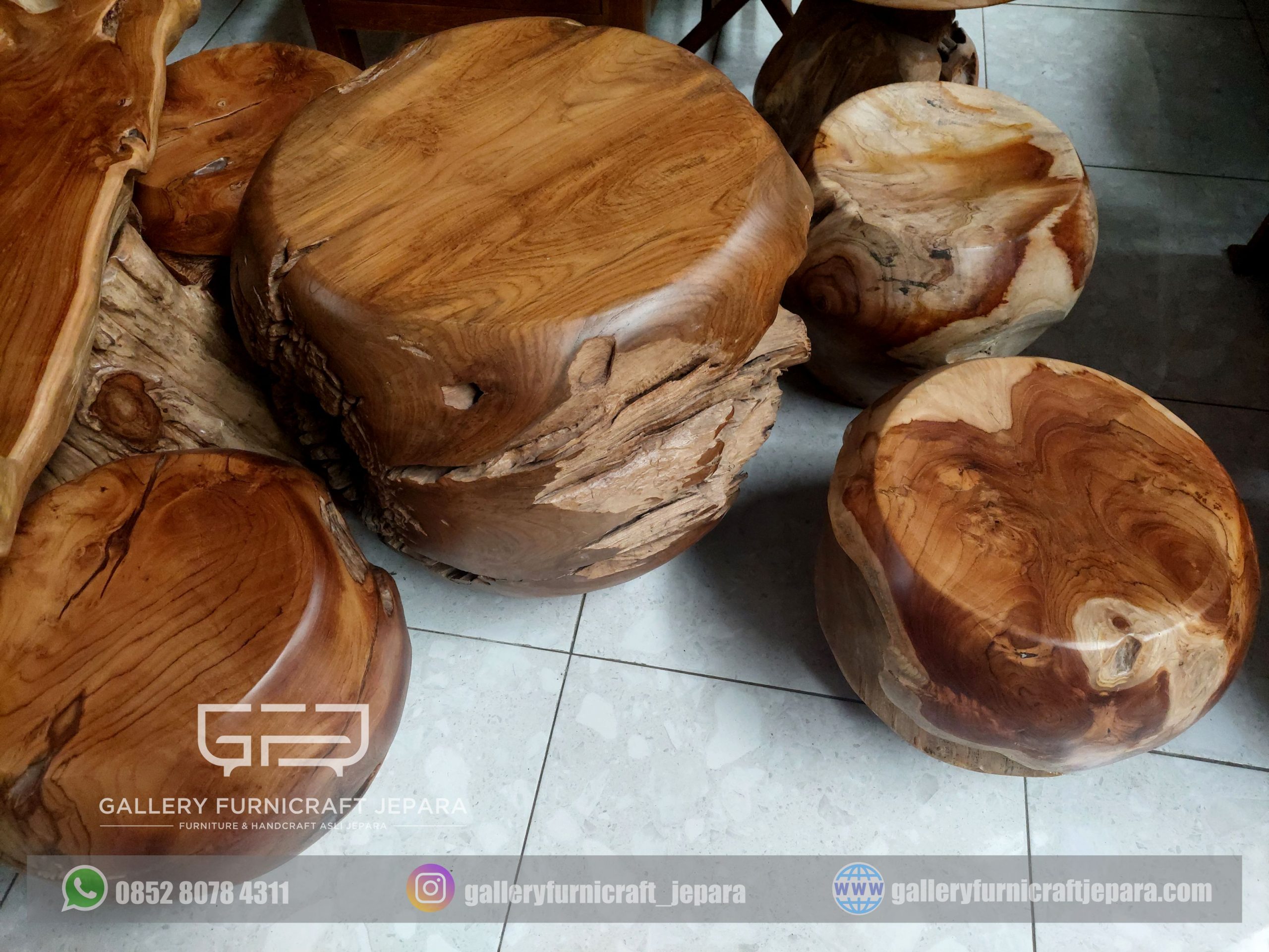 SKU067 set stool ball kayu jati 50x45 @2000,35x30 @500 03