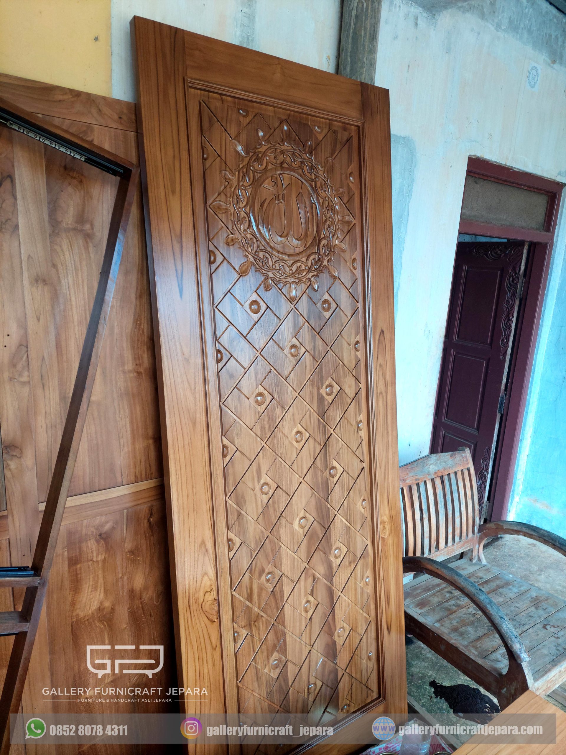 SKU093 daun pintu nabawi lafadz allah kayu jati 80x210x3.5cm @2000 02