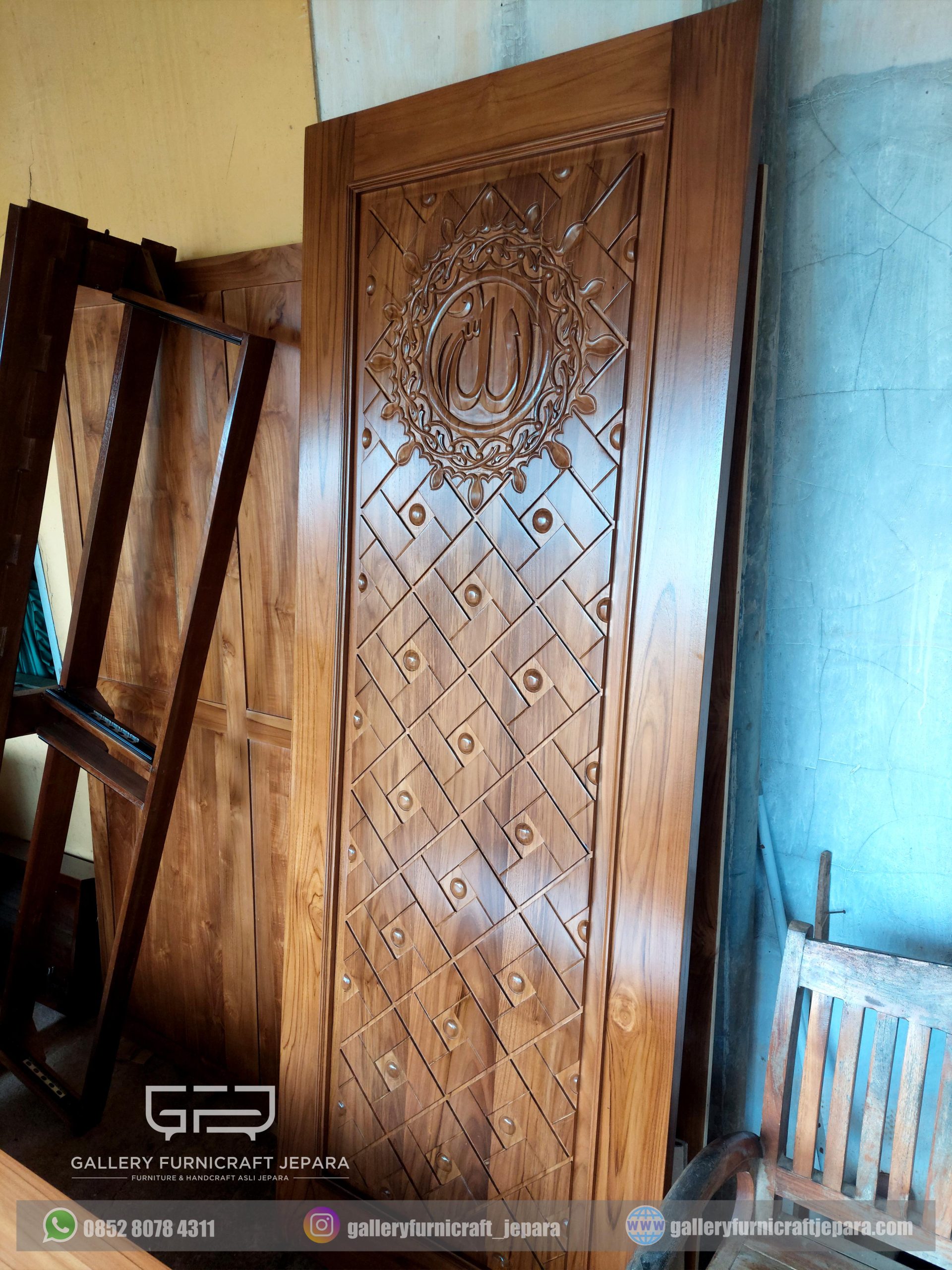 SKU093 daun pintu nabawi lafadz allah kayu jati 80x210x3.5cm @2000 03