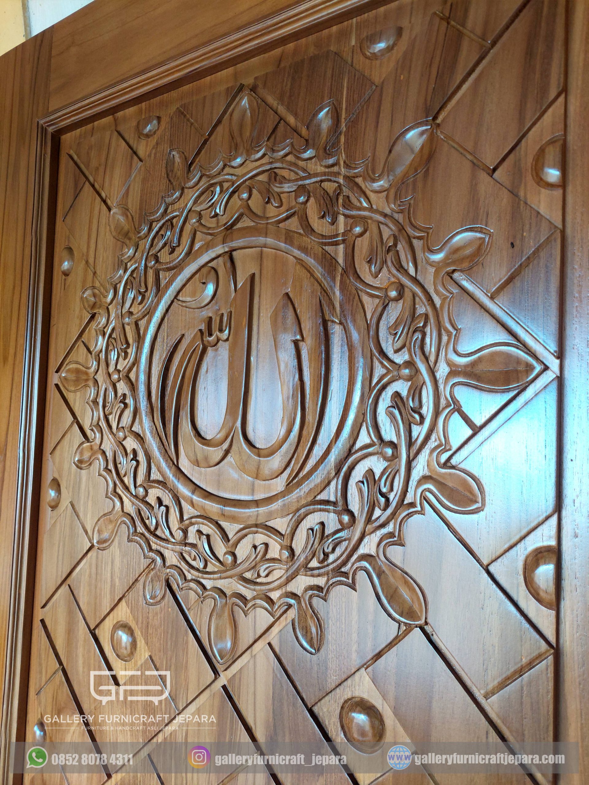 SKU093 daun pintu nabawi lafadz allah kayu jati 80x210x3.5cm @2000 04