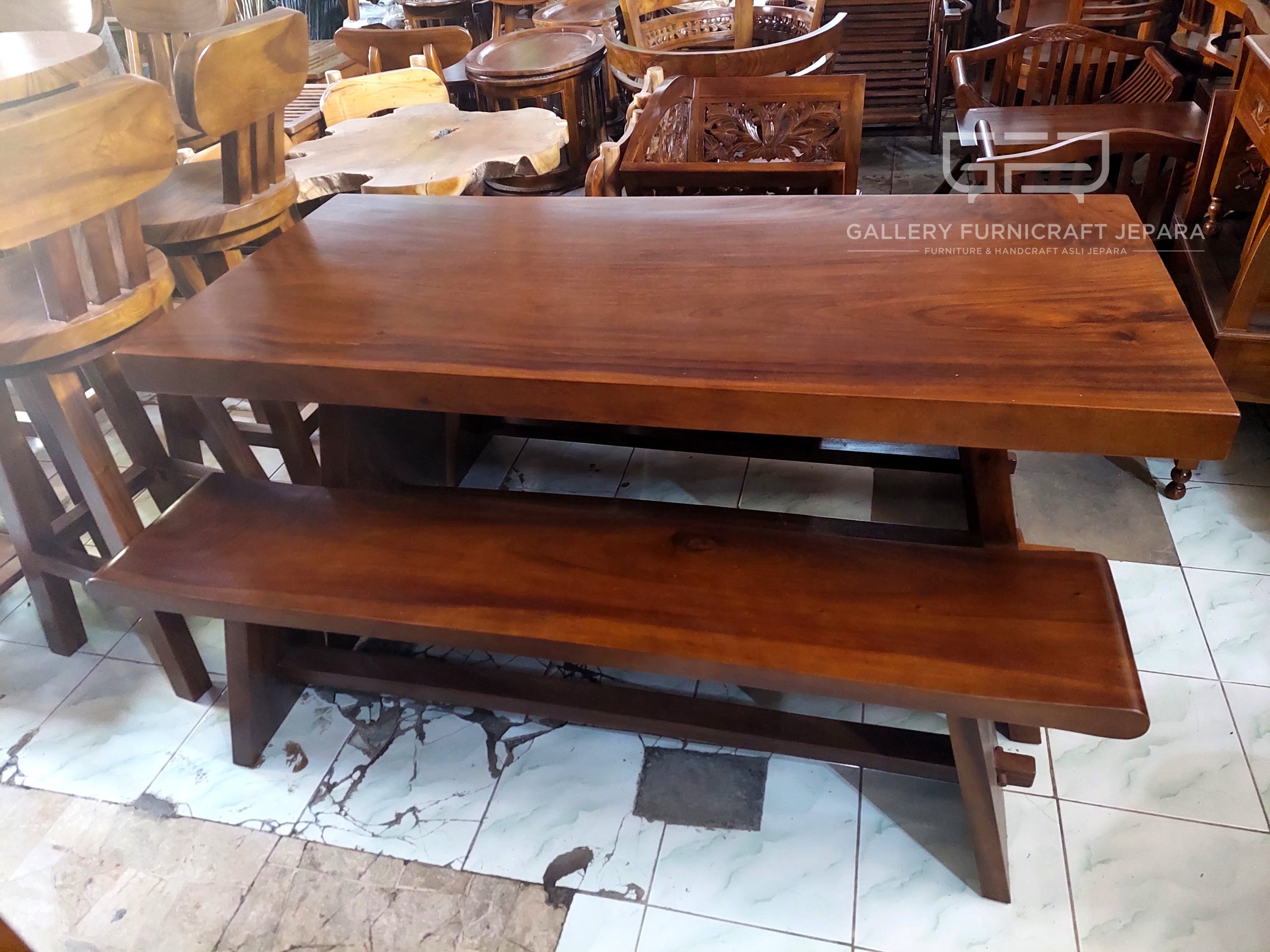 set meja makan suarwood solid, Meja 150x70x73tebal7cm kursi150x30x43cm @1set2500 04