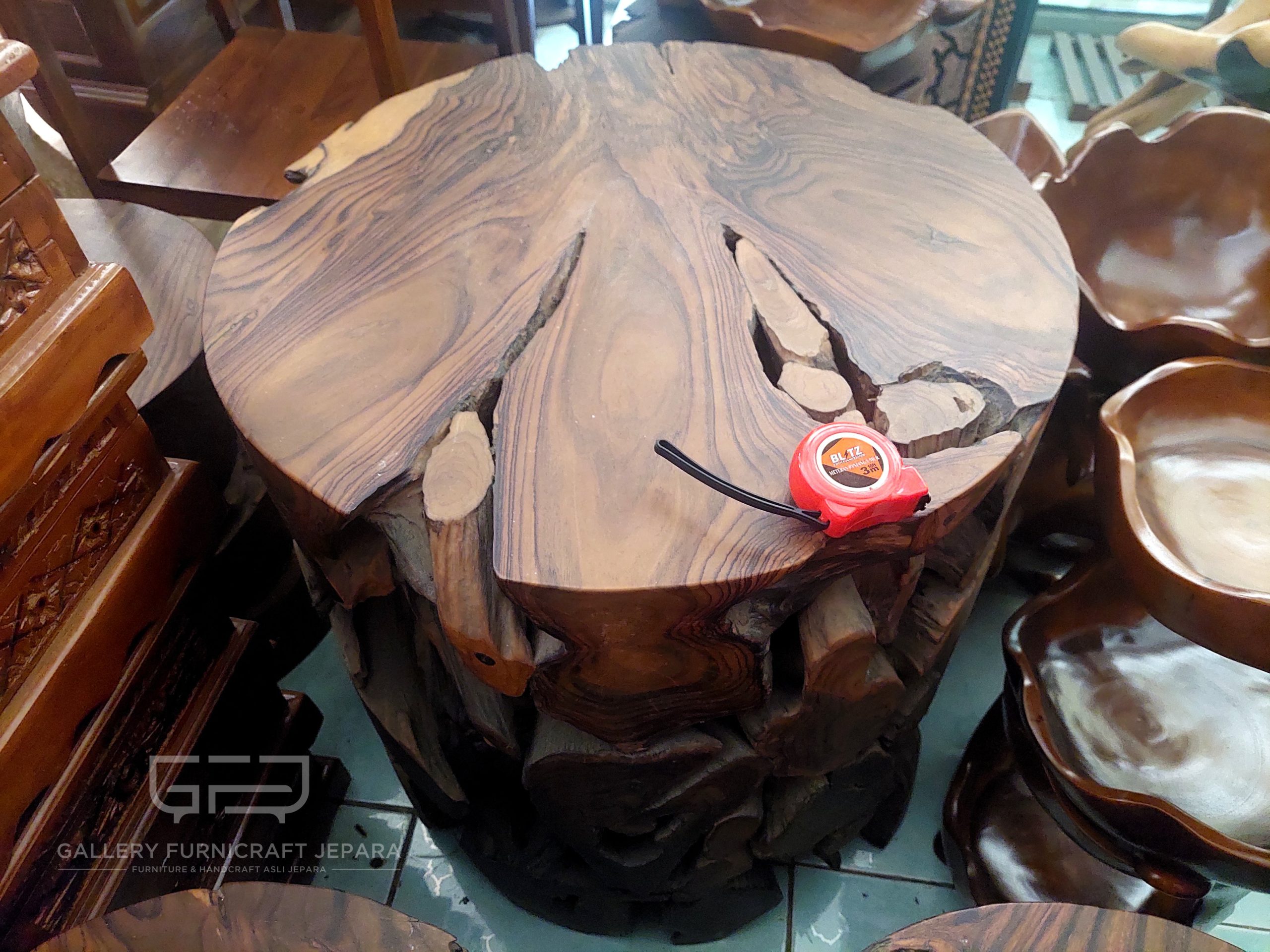 meja bulat akar sonokeling join 60x60x60cm @2500 #galehsantoso 04