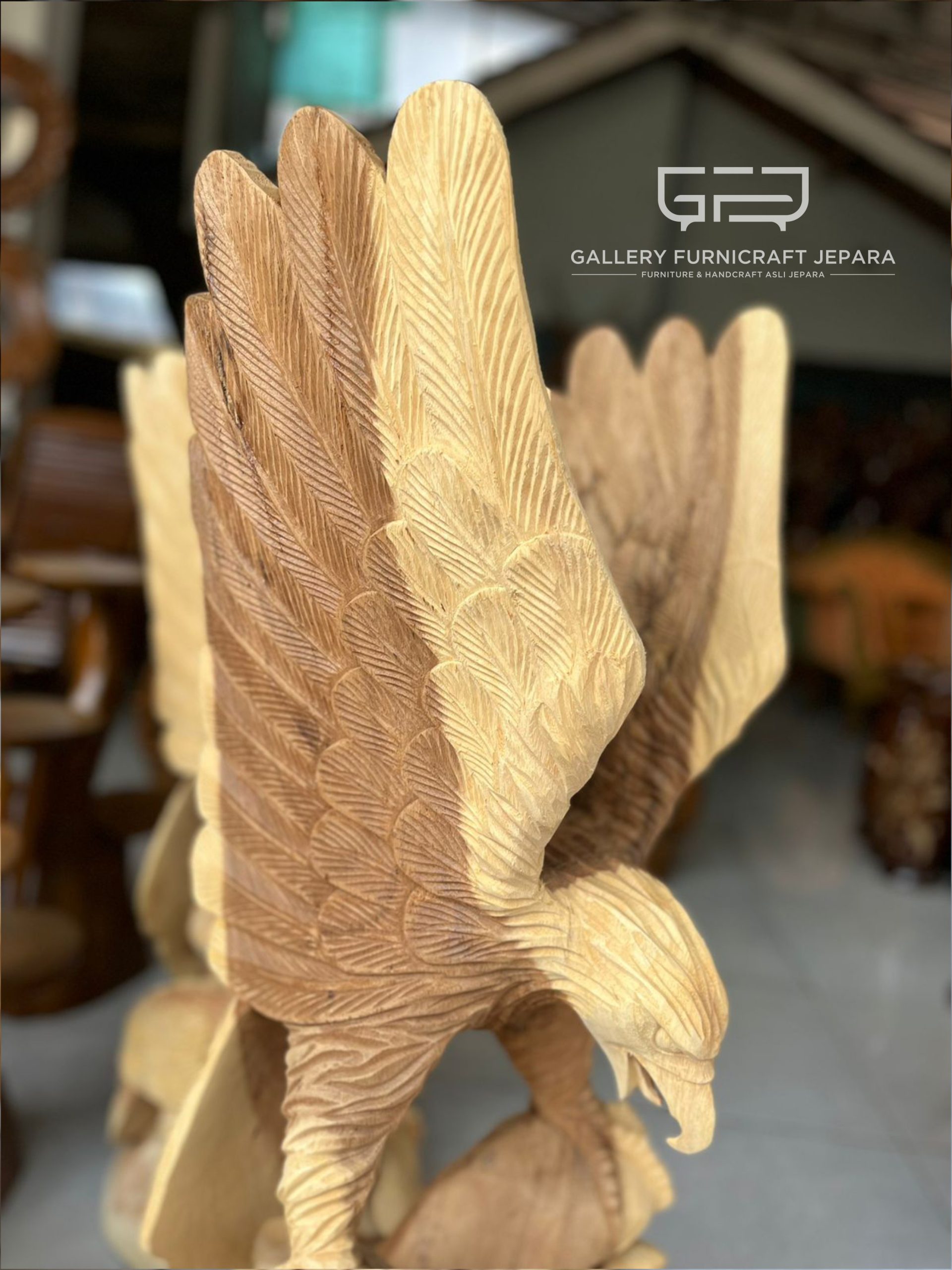 SKU199 patung burung elang anak suarwood solid 100cm unfinish @1200 02