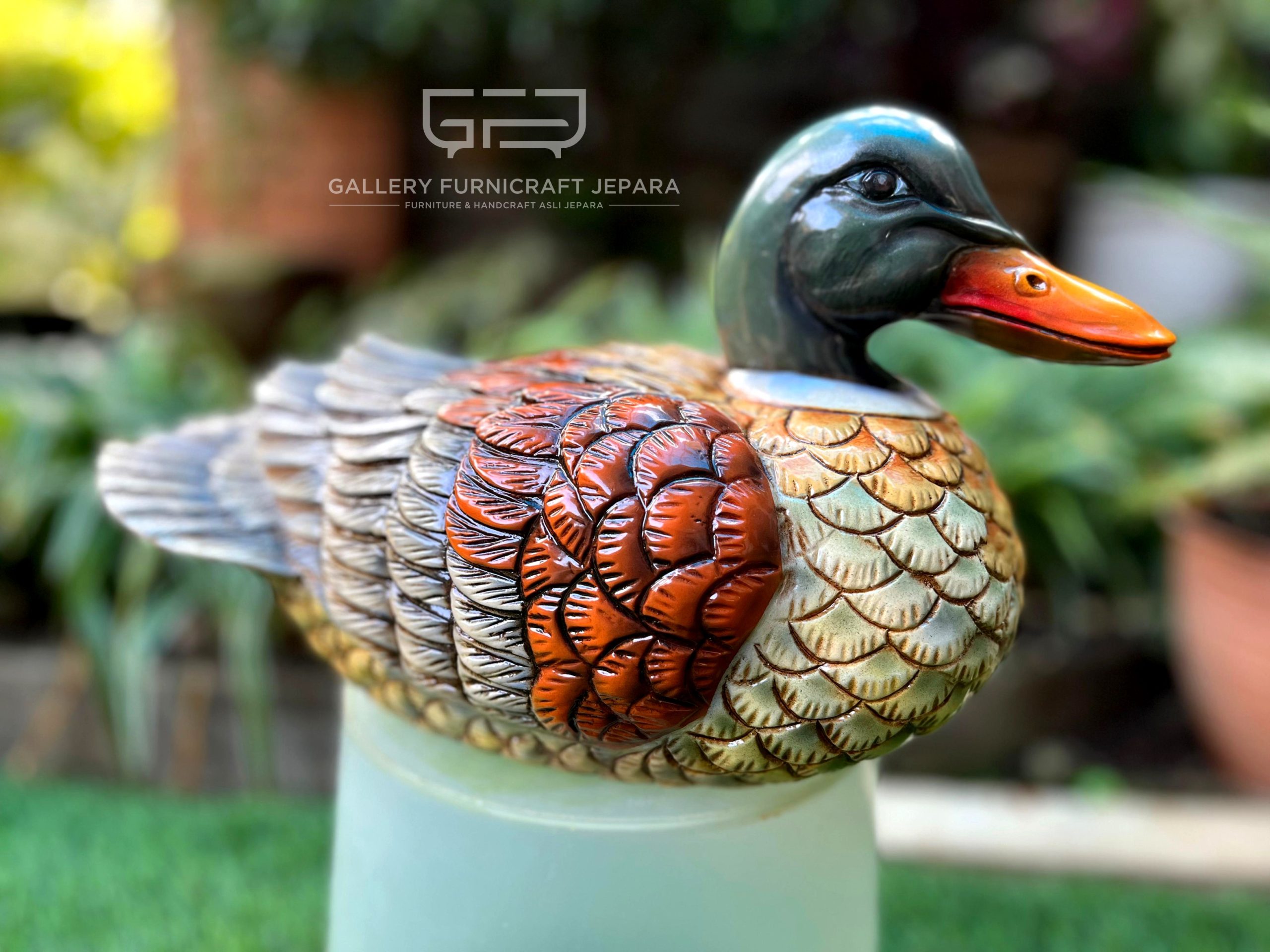 SKU246 Patung Bebek Custom Kayu Mahogany Solid Airbrush Finish 30cm @600 02