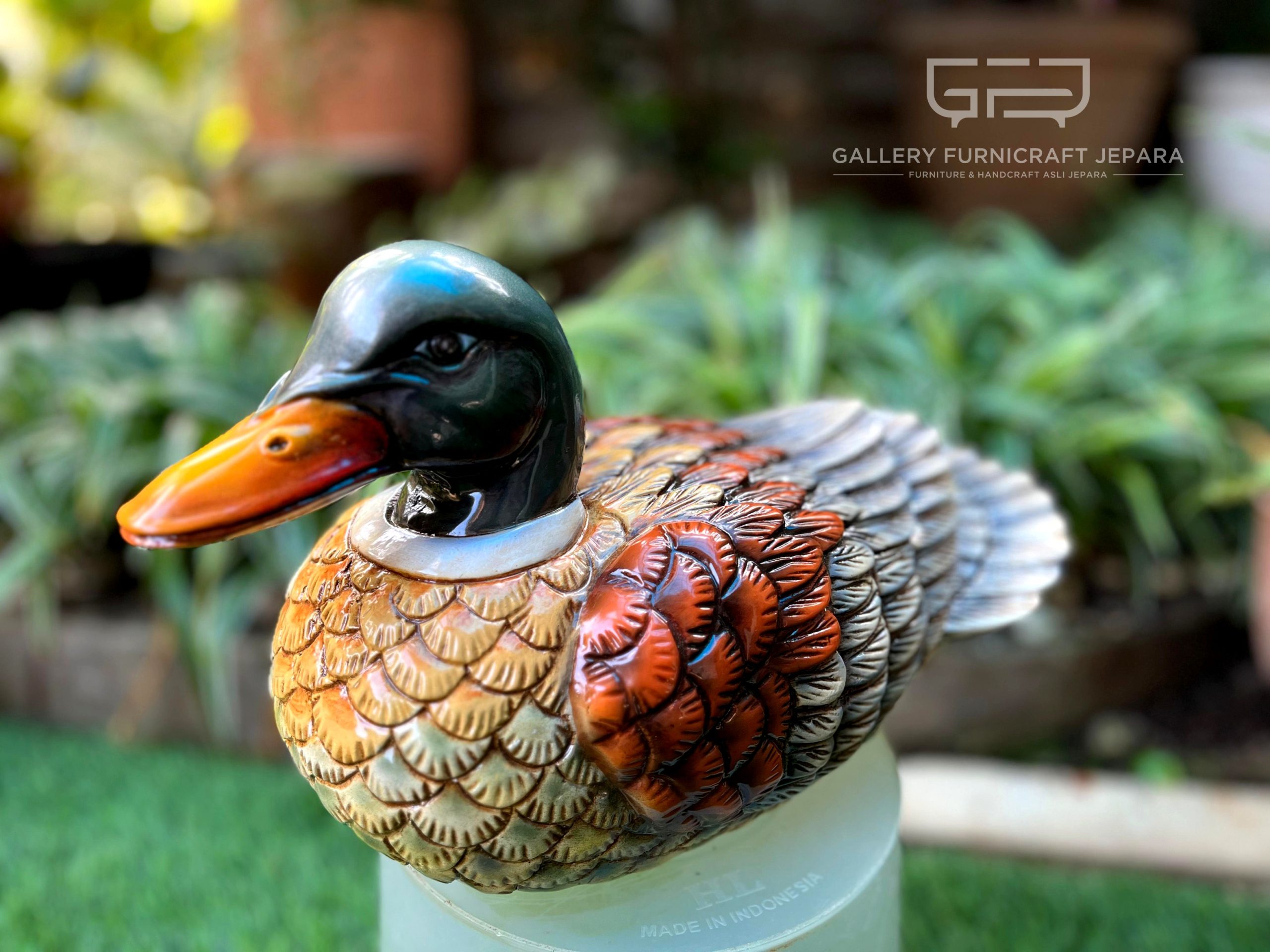 SKU246 Patung Bebek Custom Kayu Mahogany Solid Airbrush Finish 30cm @600 05