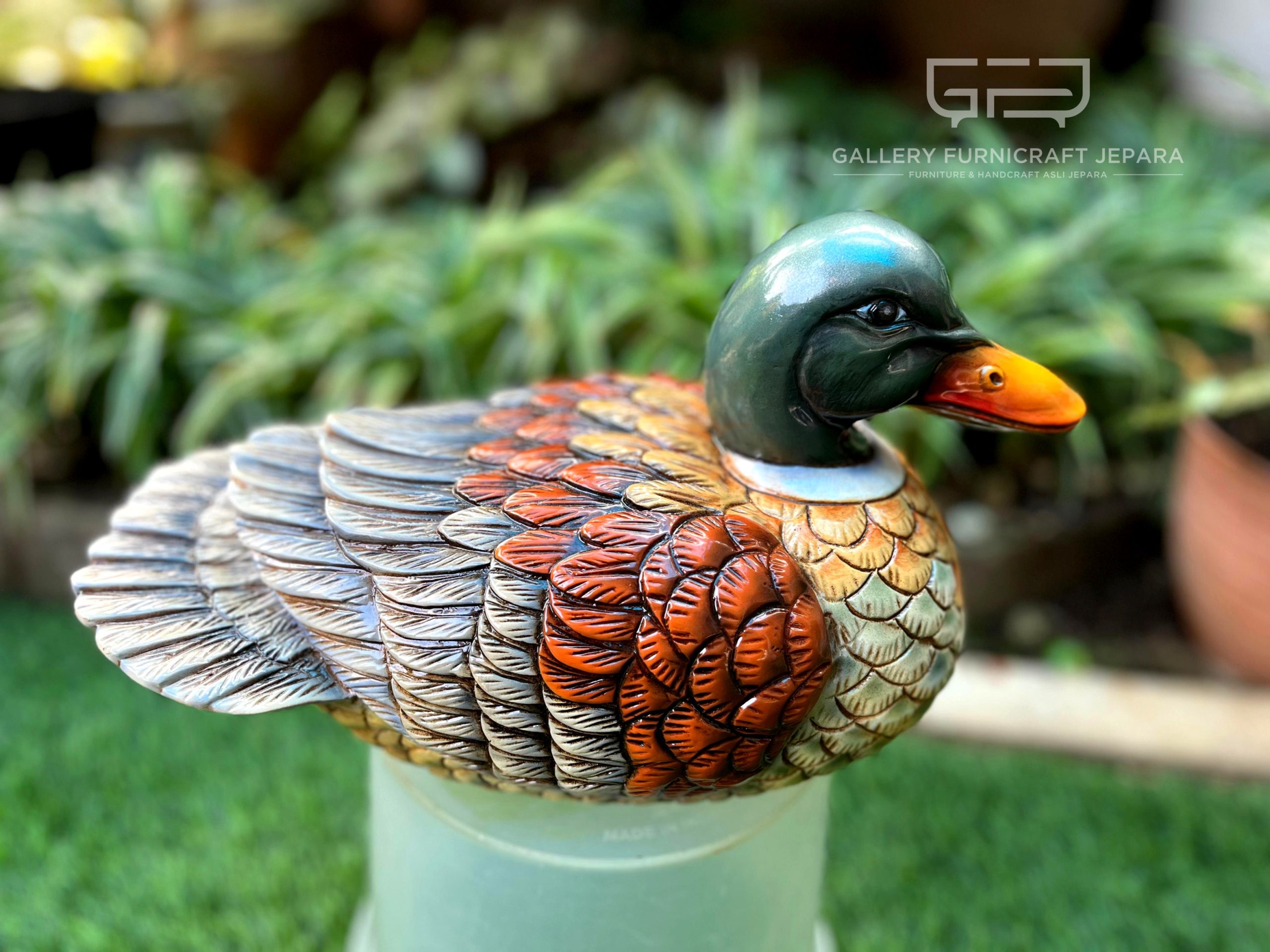 SKU246 Patung Bebek Custom Kayu Mahogany Solid Airbrush Finish 30cm @600 06