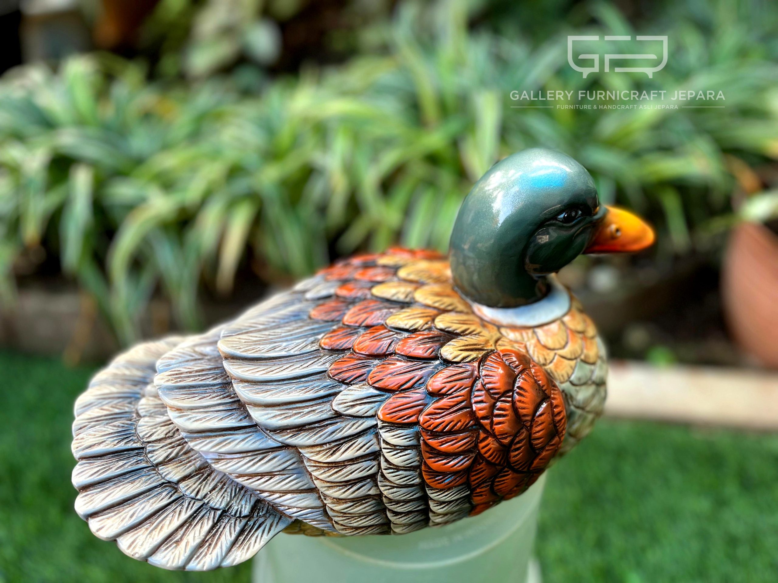SKU246 Patung Bebek Custom Kayu Mahogany Solid Airbrush Finish 30cm @600 07
