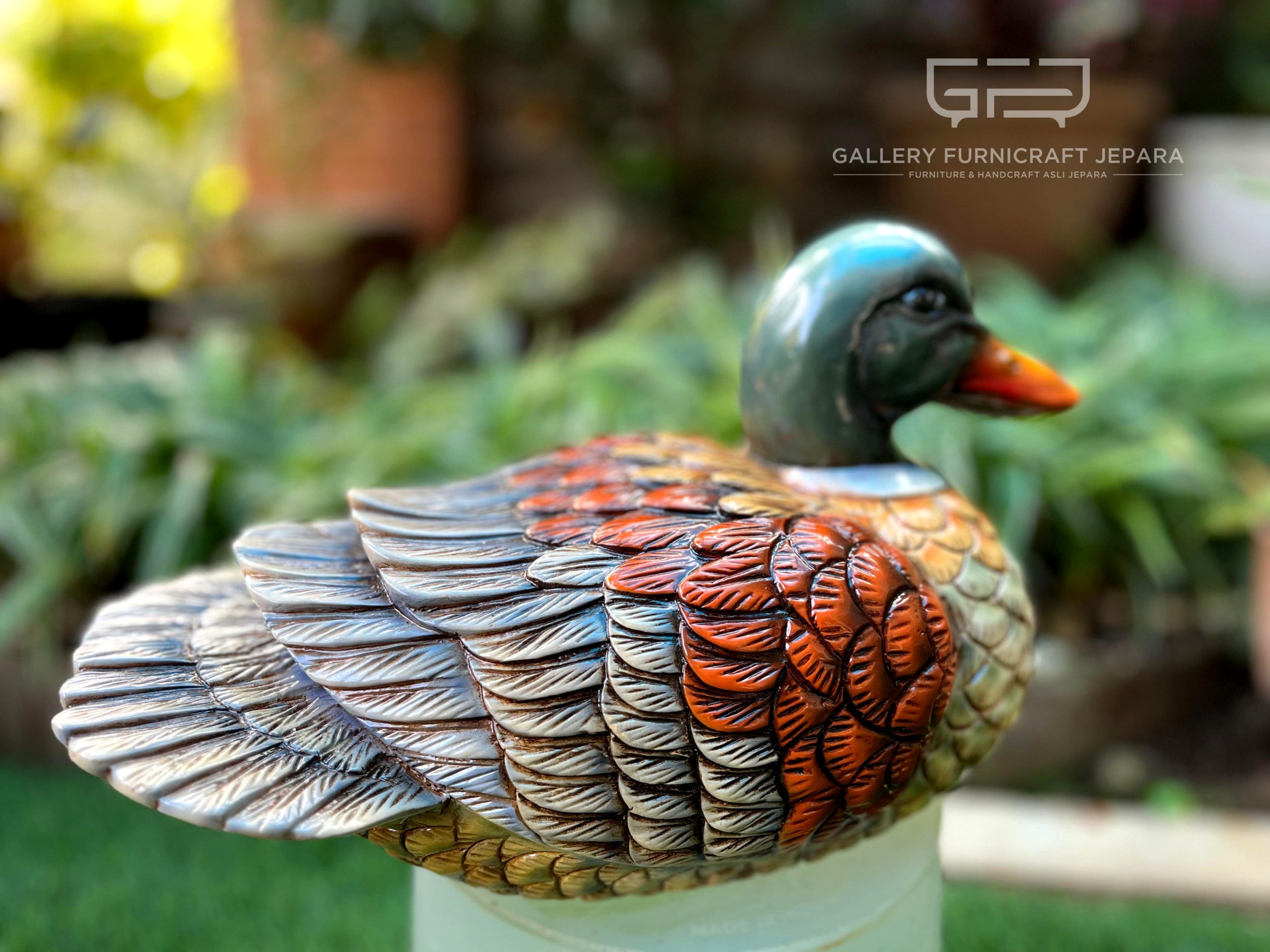 SKU246 Patung Bebek Custom Kayu Mahogany Solid Airbrush Finish 30cm @600 08