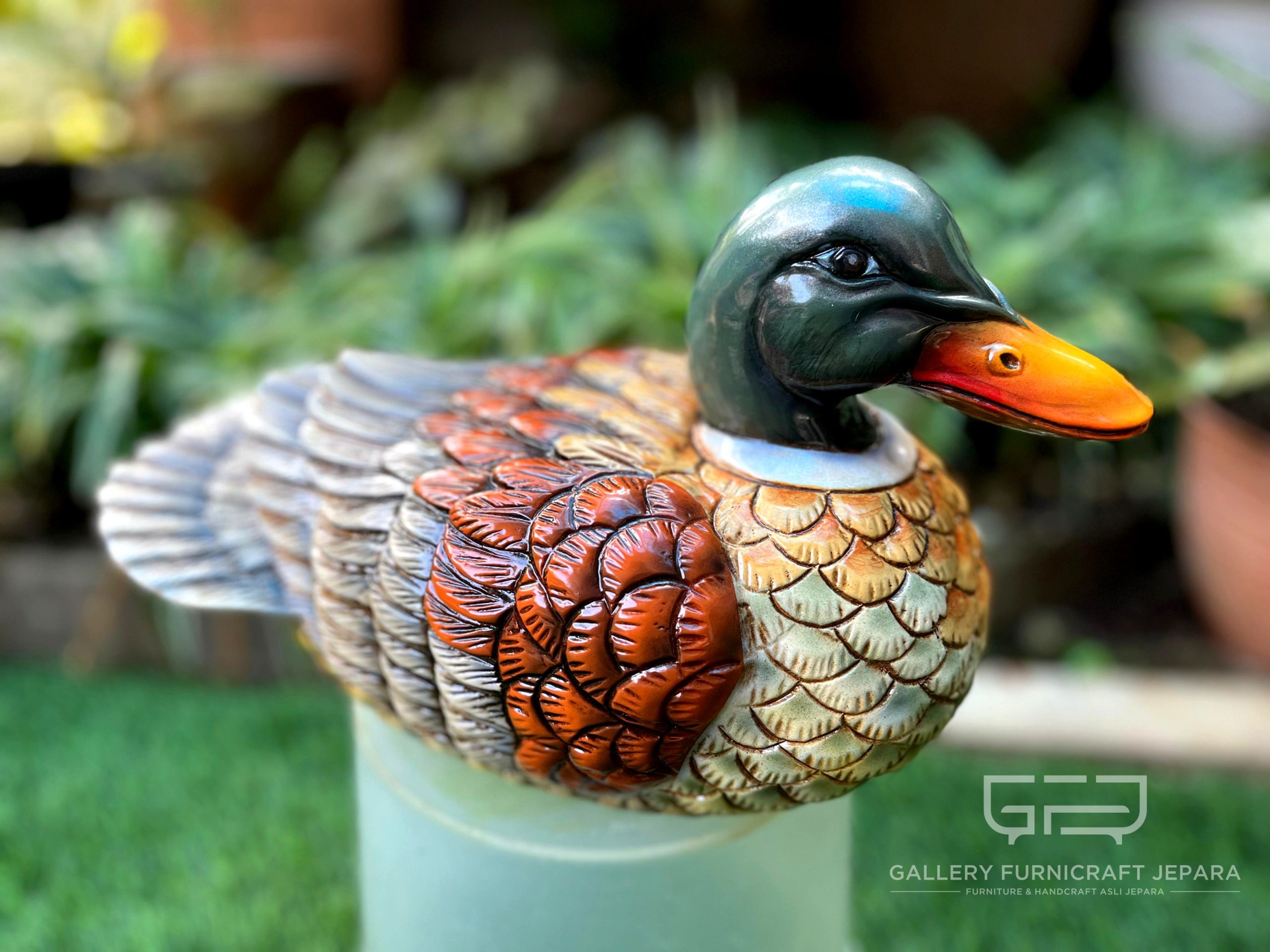 SKU246 Patung Bebek Custom Kayu Mahogany Solid Airbrush Finish 30cm @600