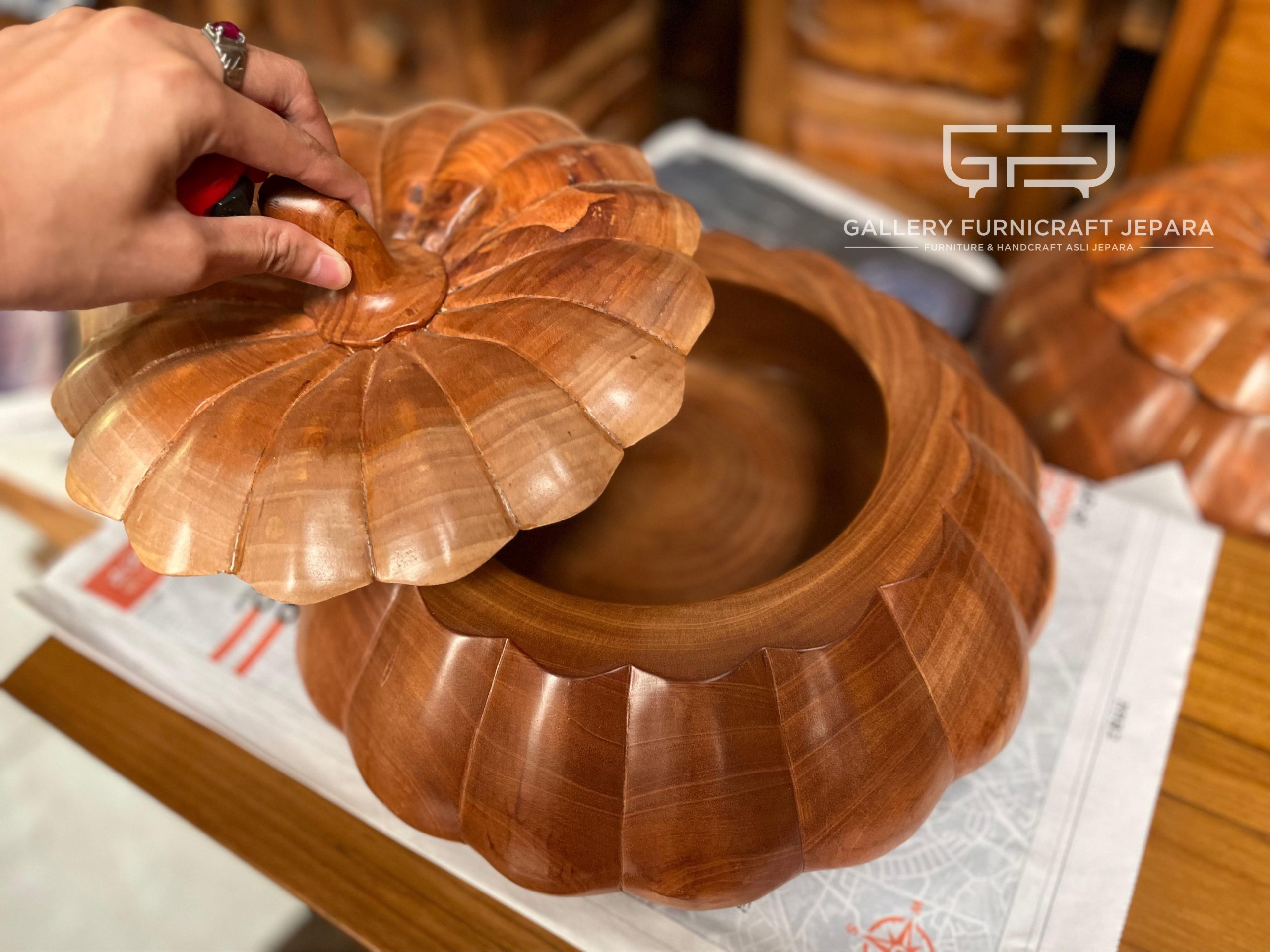 Toples Labu Kayu Jati Solid 35x15cm @250 03