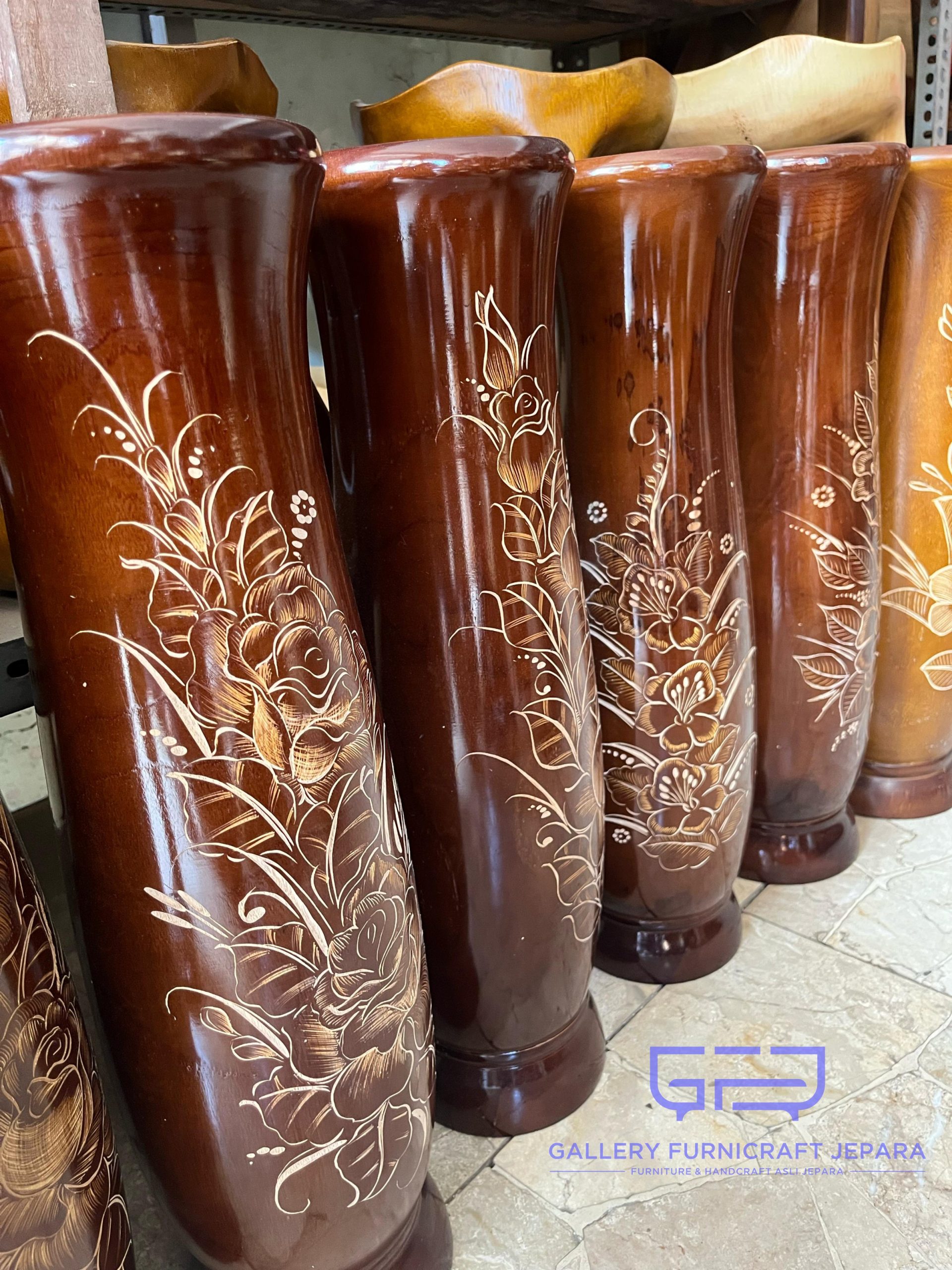 Vas Bunga Kayu Jati 15x60cm @125