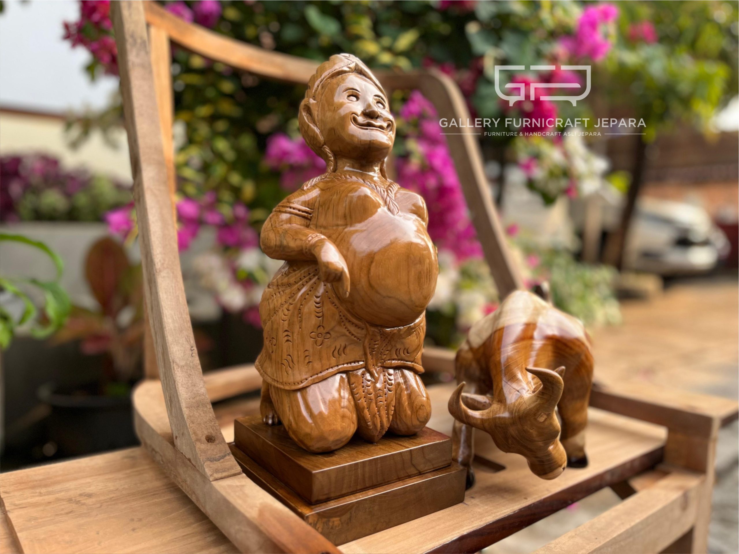 Patung Semar Vs Banteng Kayu Jati @700 02