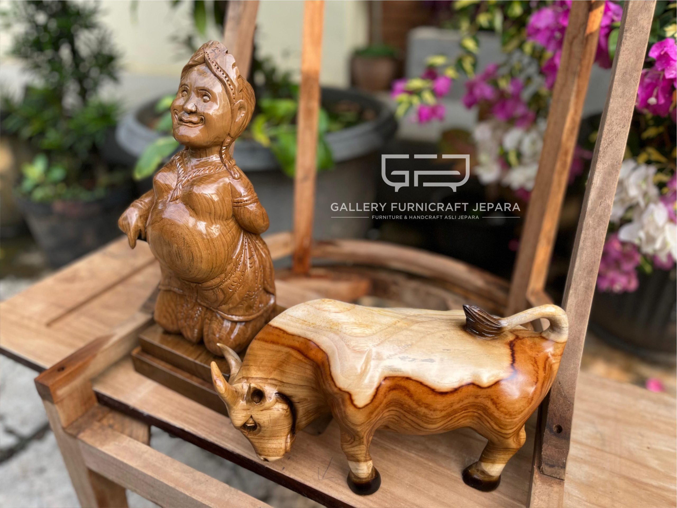 Patung Semar Vs Banteng Kayu Jati @700 03