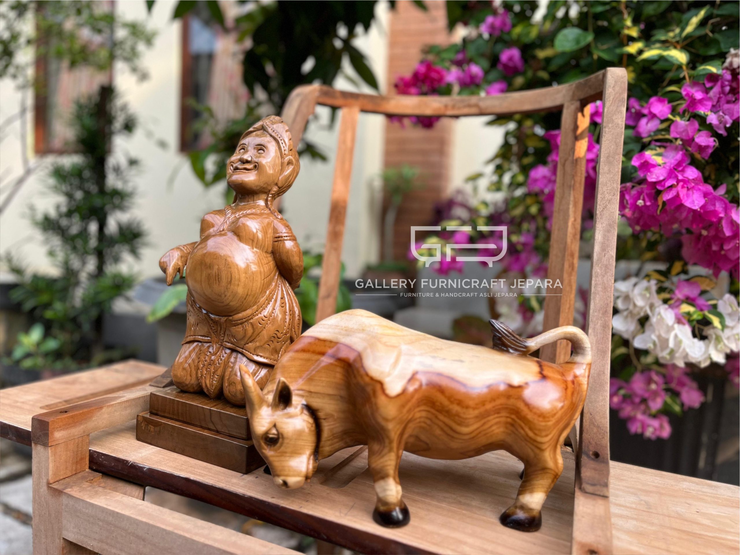 Patung Semar Vs Banteng Kayu Jati @700 04