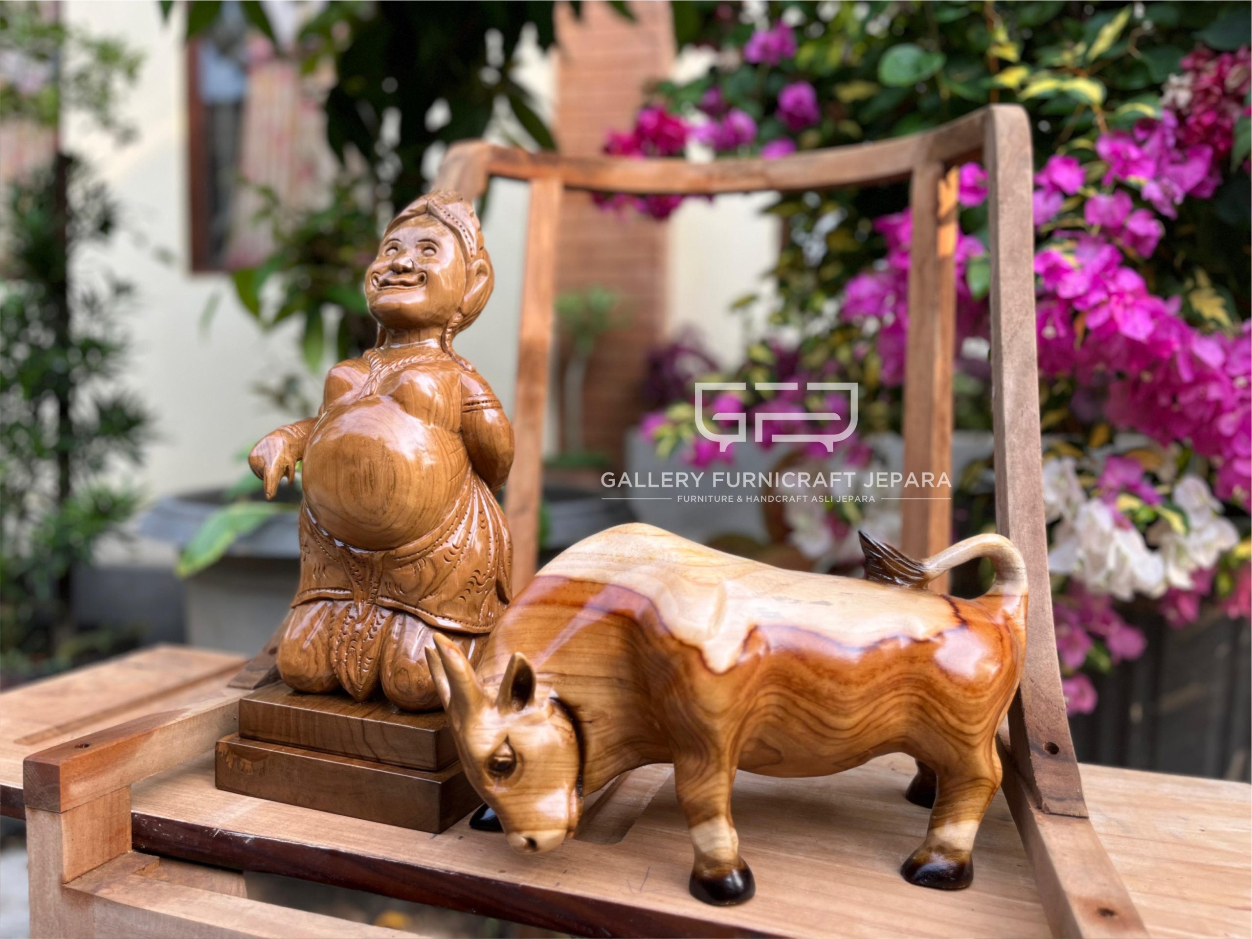 Patung Semar Vs Banteng Kayu Jati @700 05