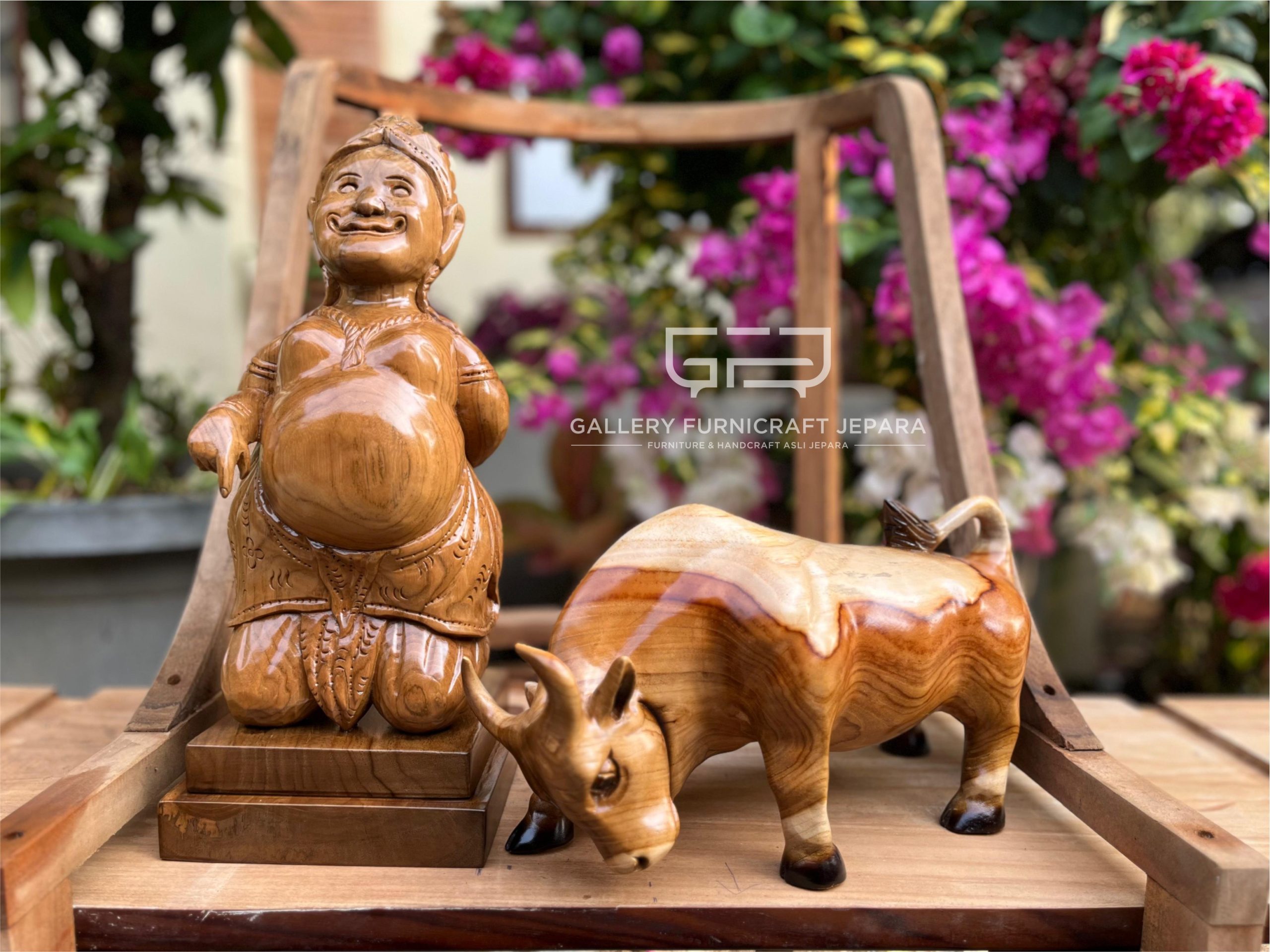 Patung Semar Vs Banteng Kayu Jati @700 06