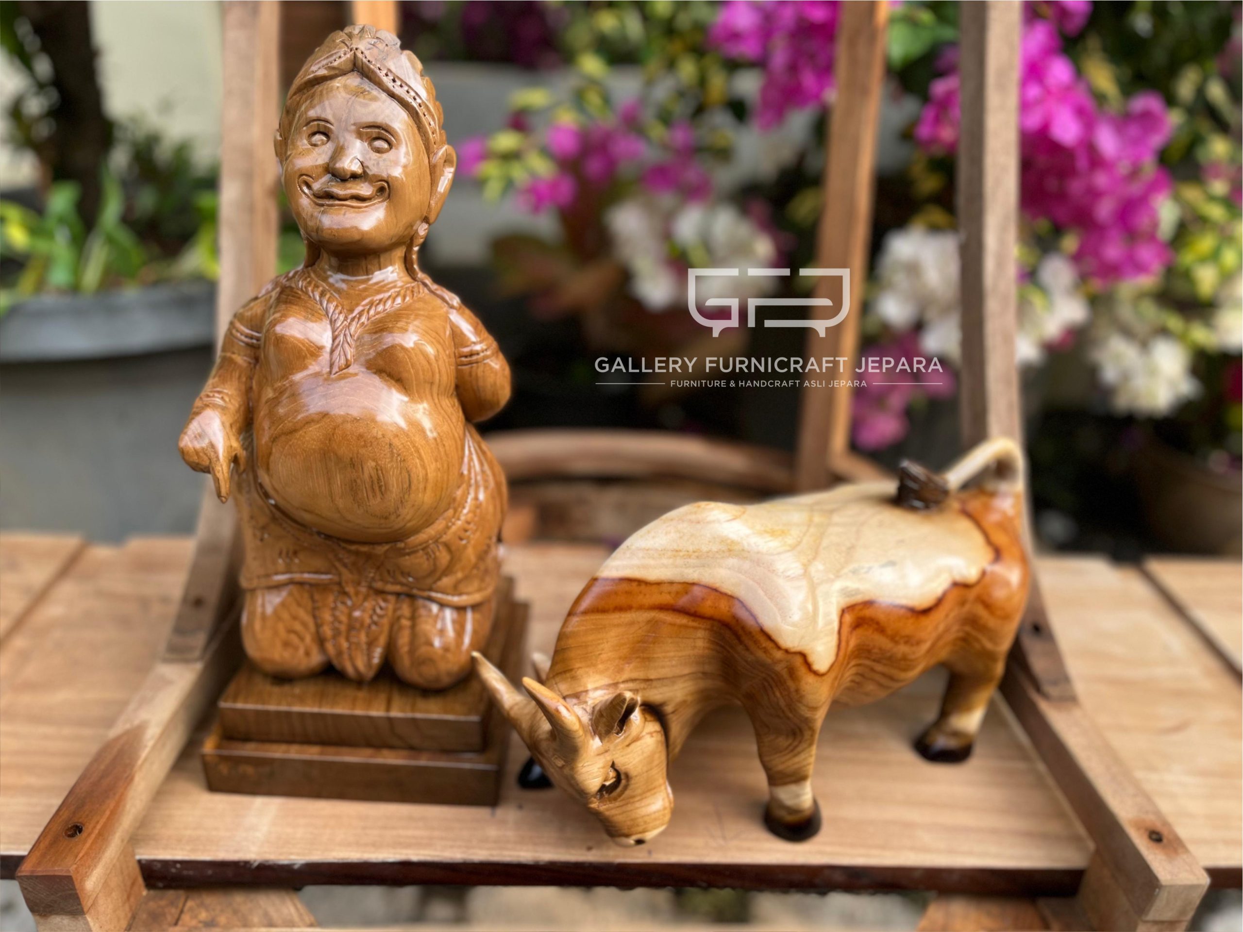 Patung Semar Vs Banteng Kayu Jati @700