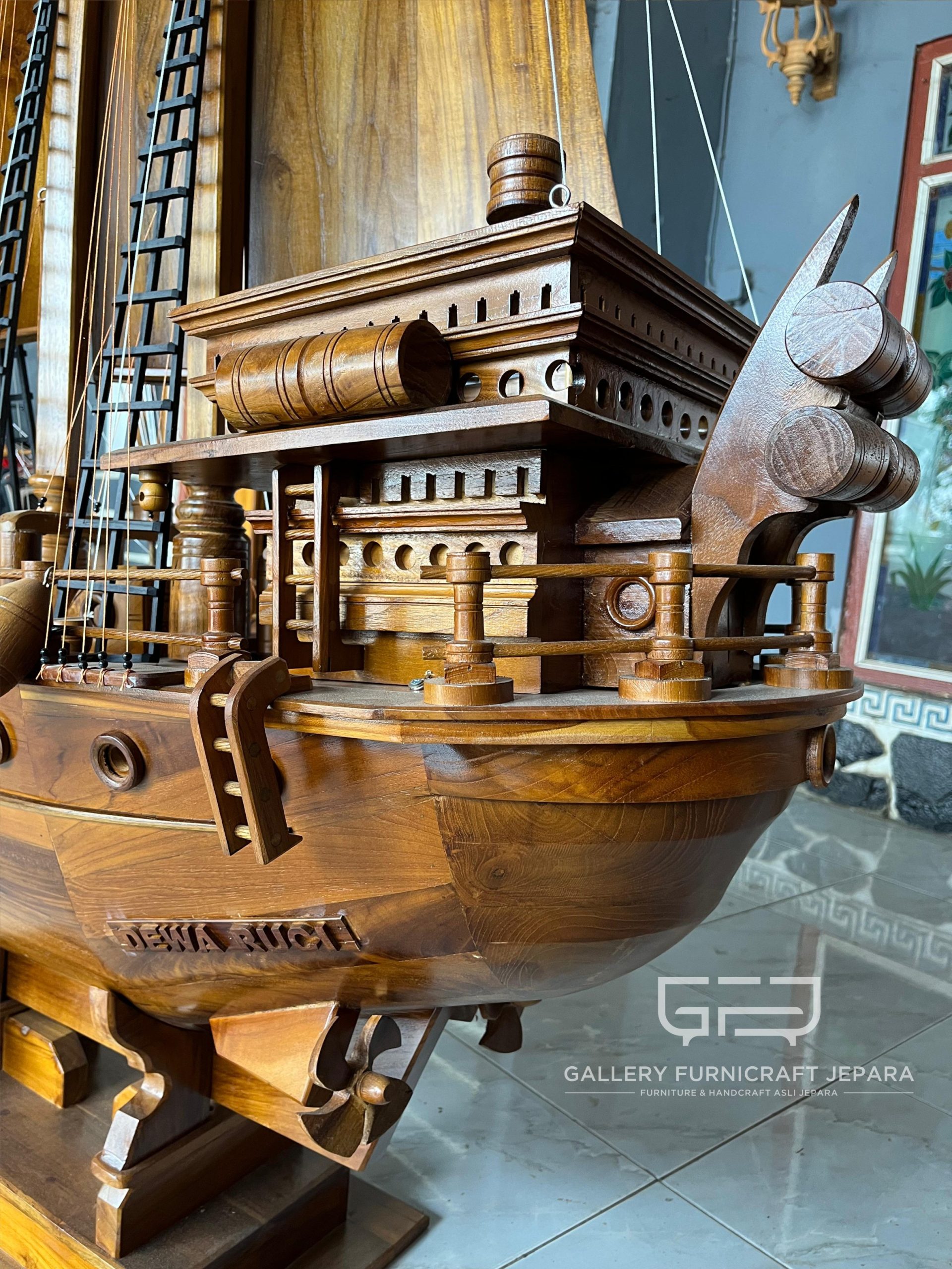 Miniatur Kapal Pinishi Dewa Ruci Kayu Jati 160x180cm @3.5k 04