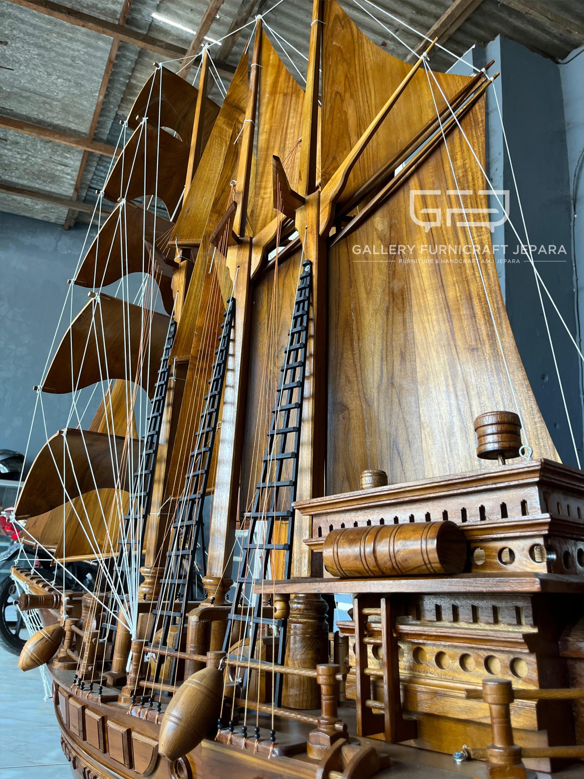Miniatur Kapal Pinishi Dewa Ruci Kayu Jati 160x180cm @3.5k 10