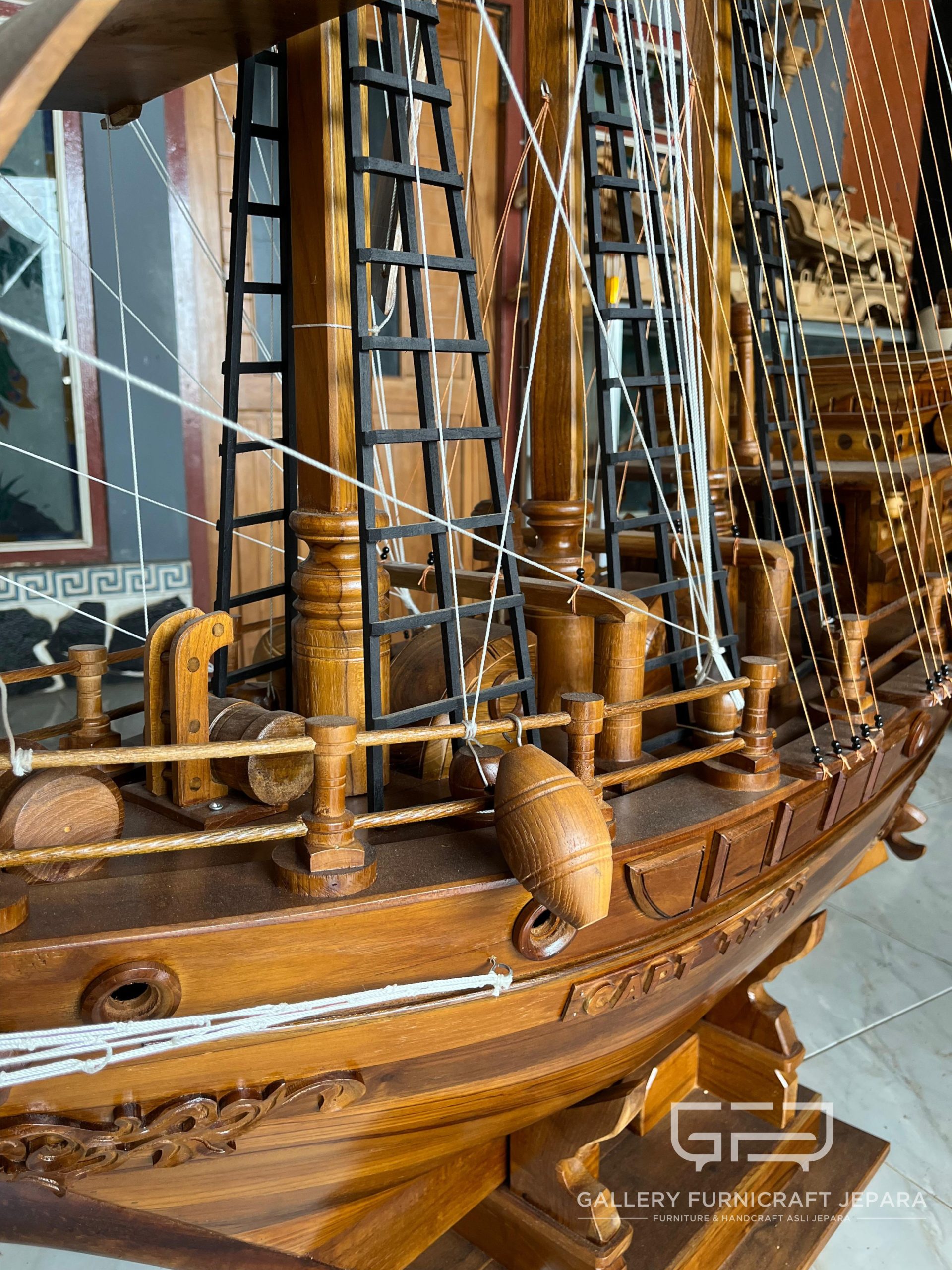 Miniatur Kapal Pinishi Dewa Ruci Kayu Jati 160x180cm @3.5k 13