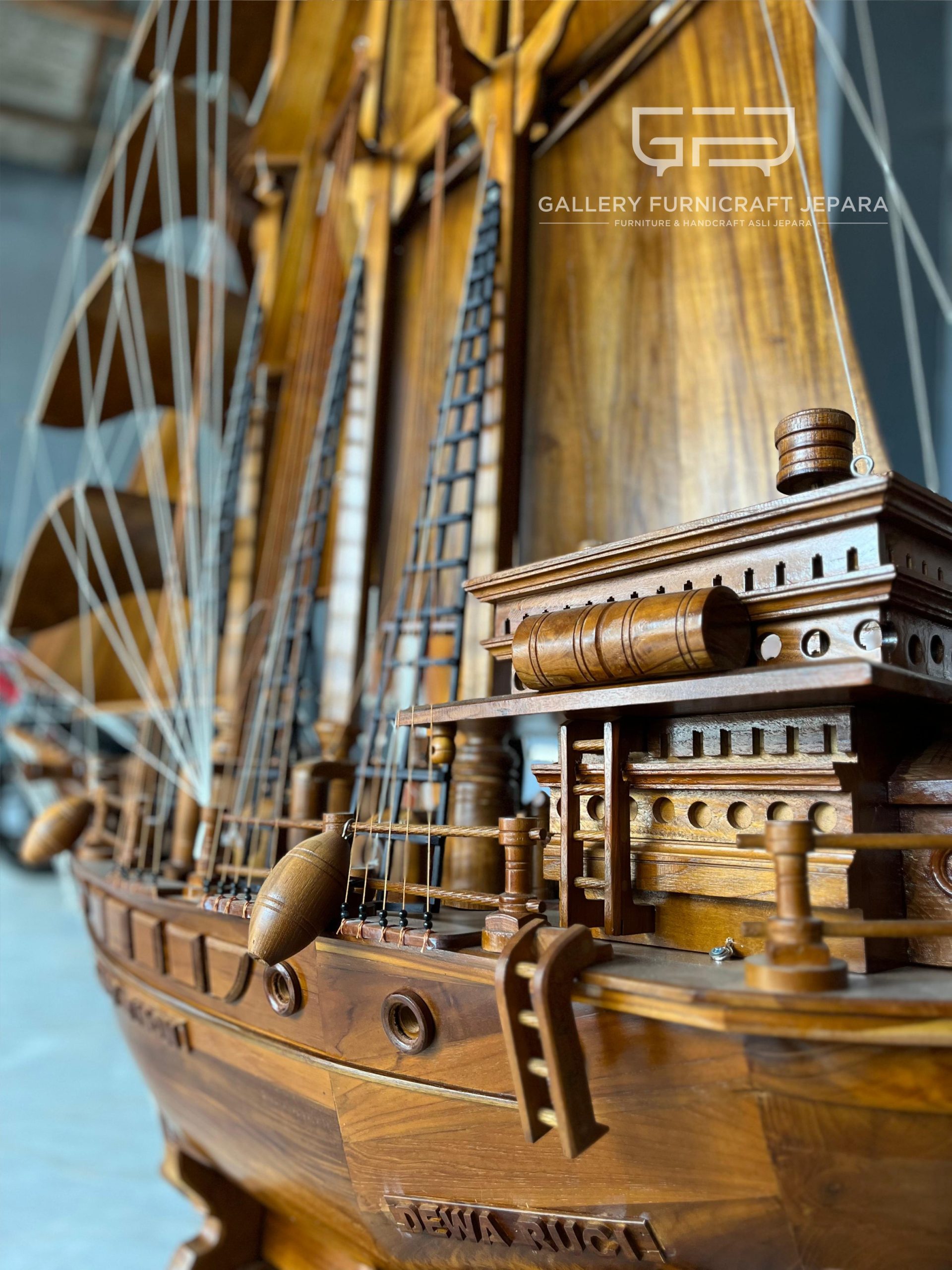 Miniatur Kapal Pinishi Dewa Ruci Kayu Jati 160x180cm @3.5k 15