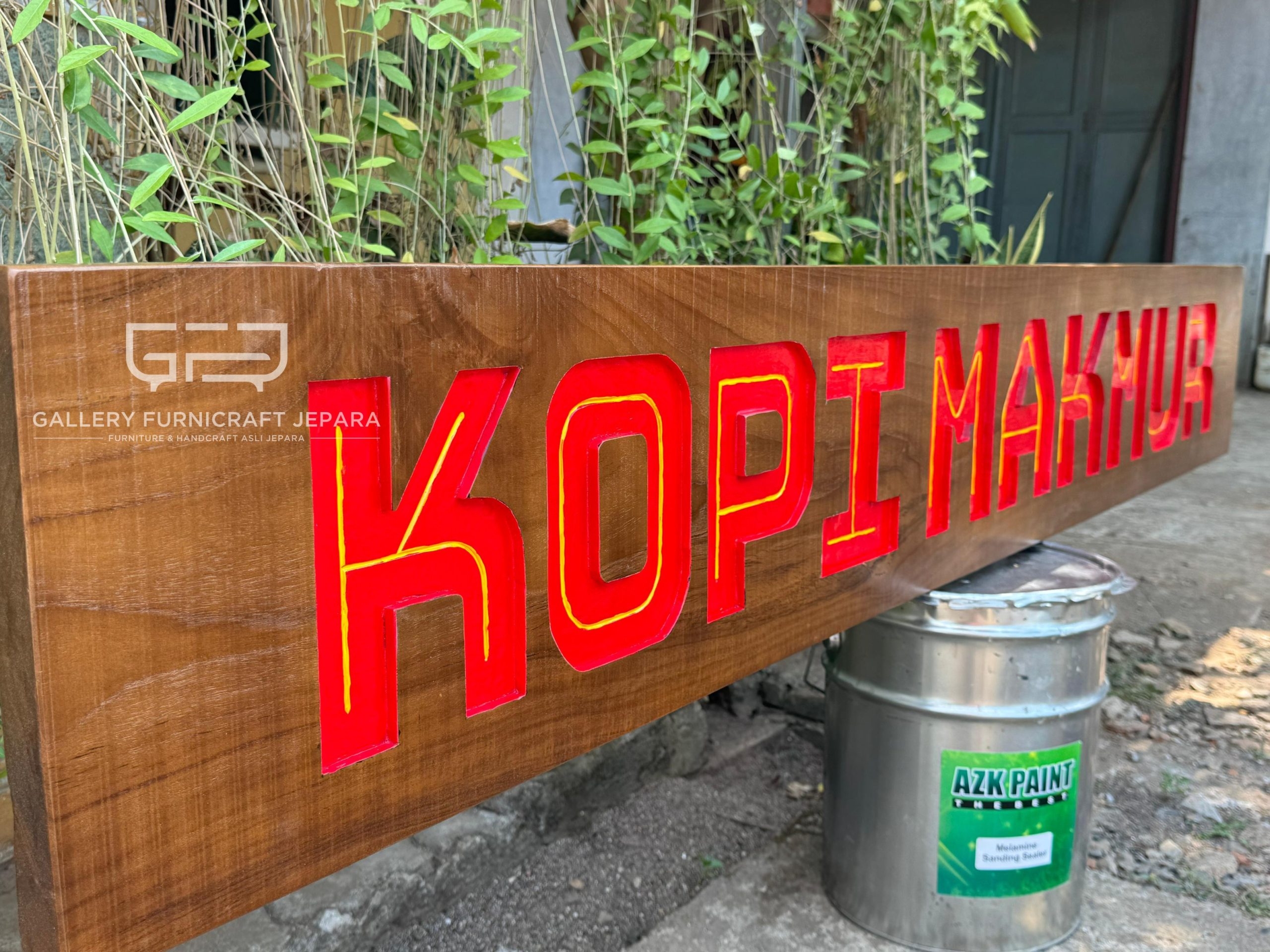 Papan Nama Toko 200x30x3 Kayu Jati @1k