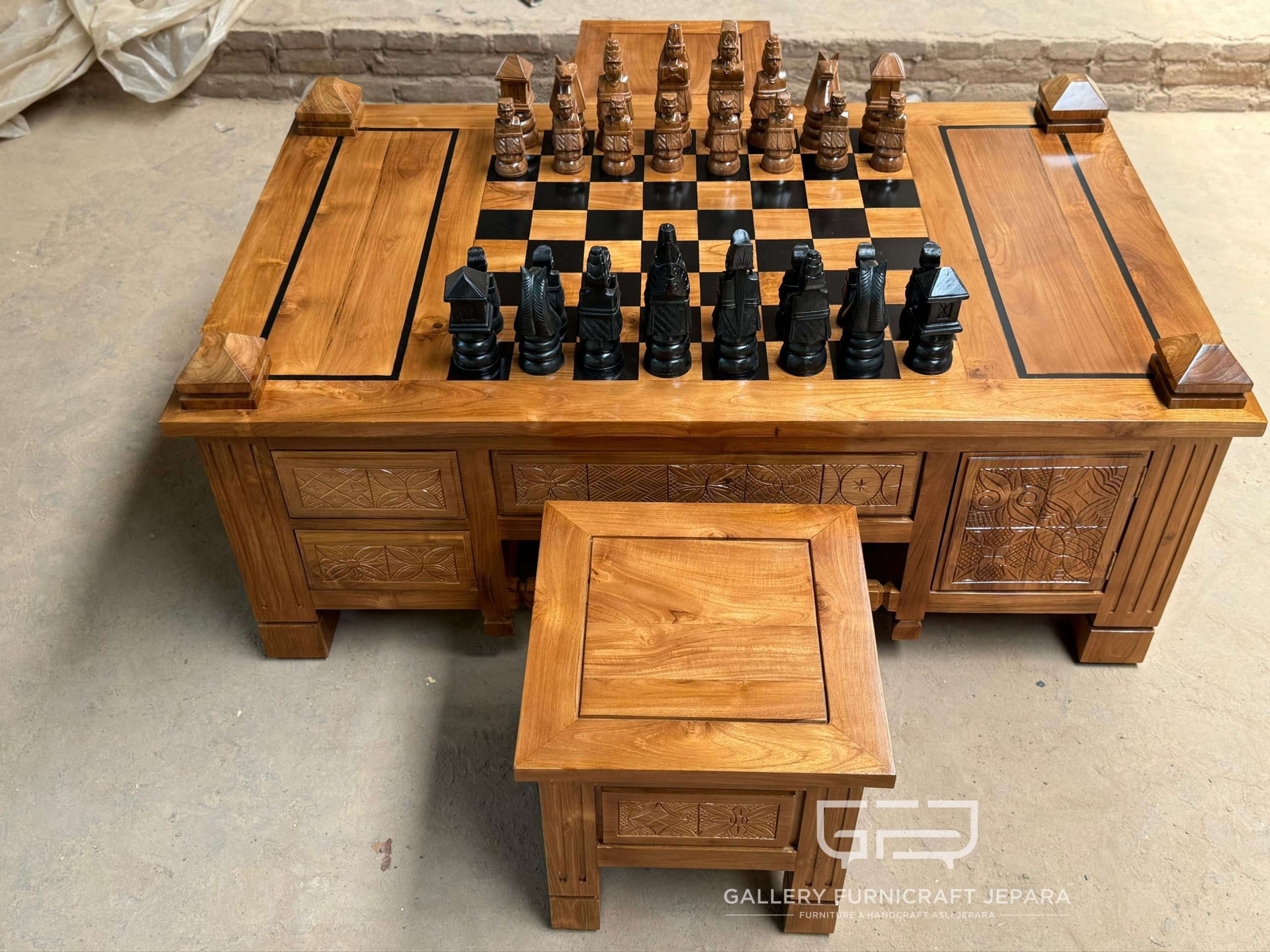 Set Catur Ramayana Kayu Jati Sonokeling 130x80x55cm @5100 02