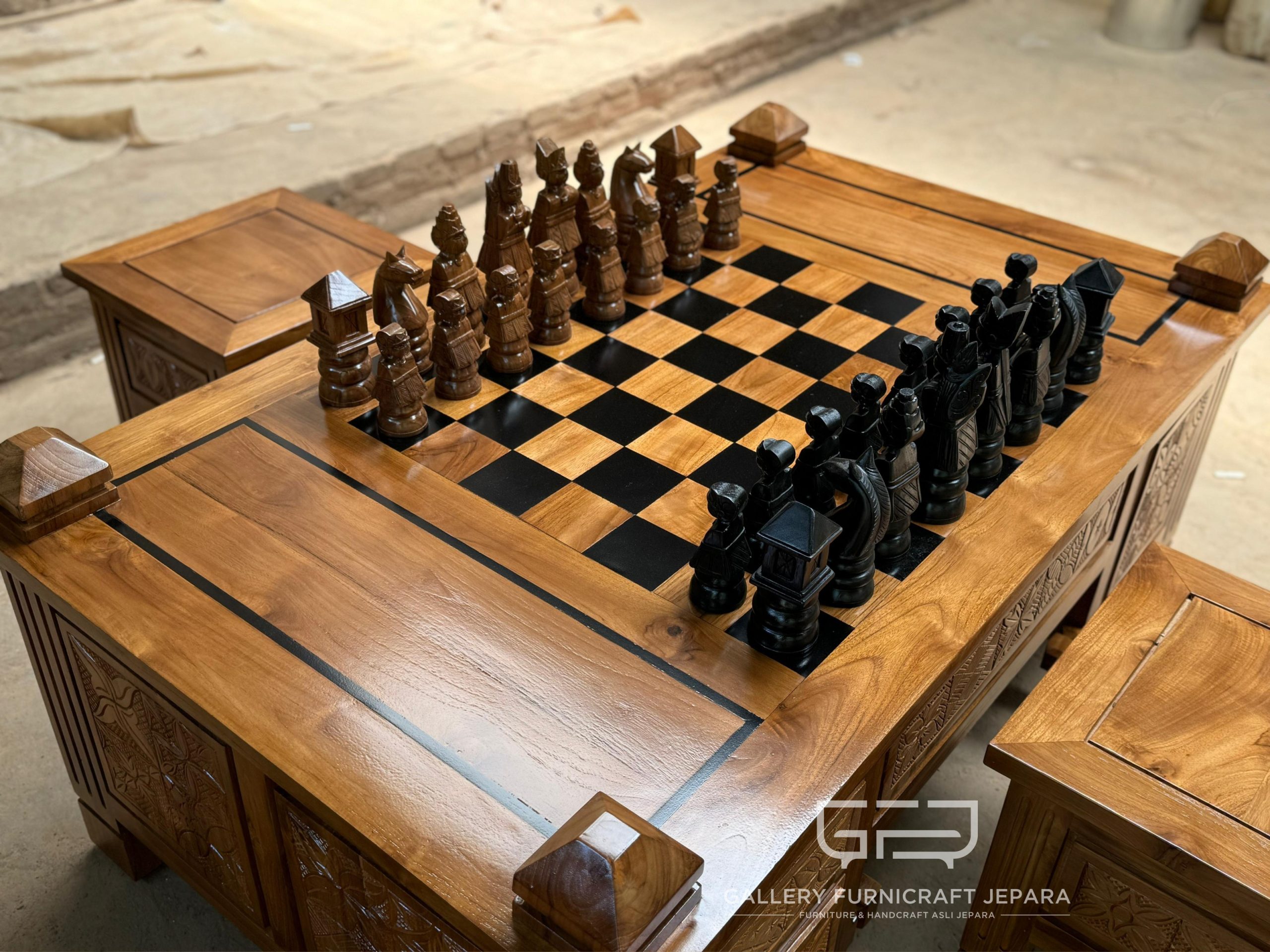Set Catur Ramayana Kayu Jati Sonokeling 130x80x55cm @5100 03