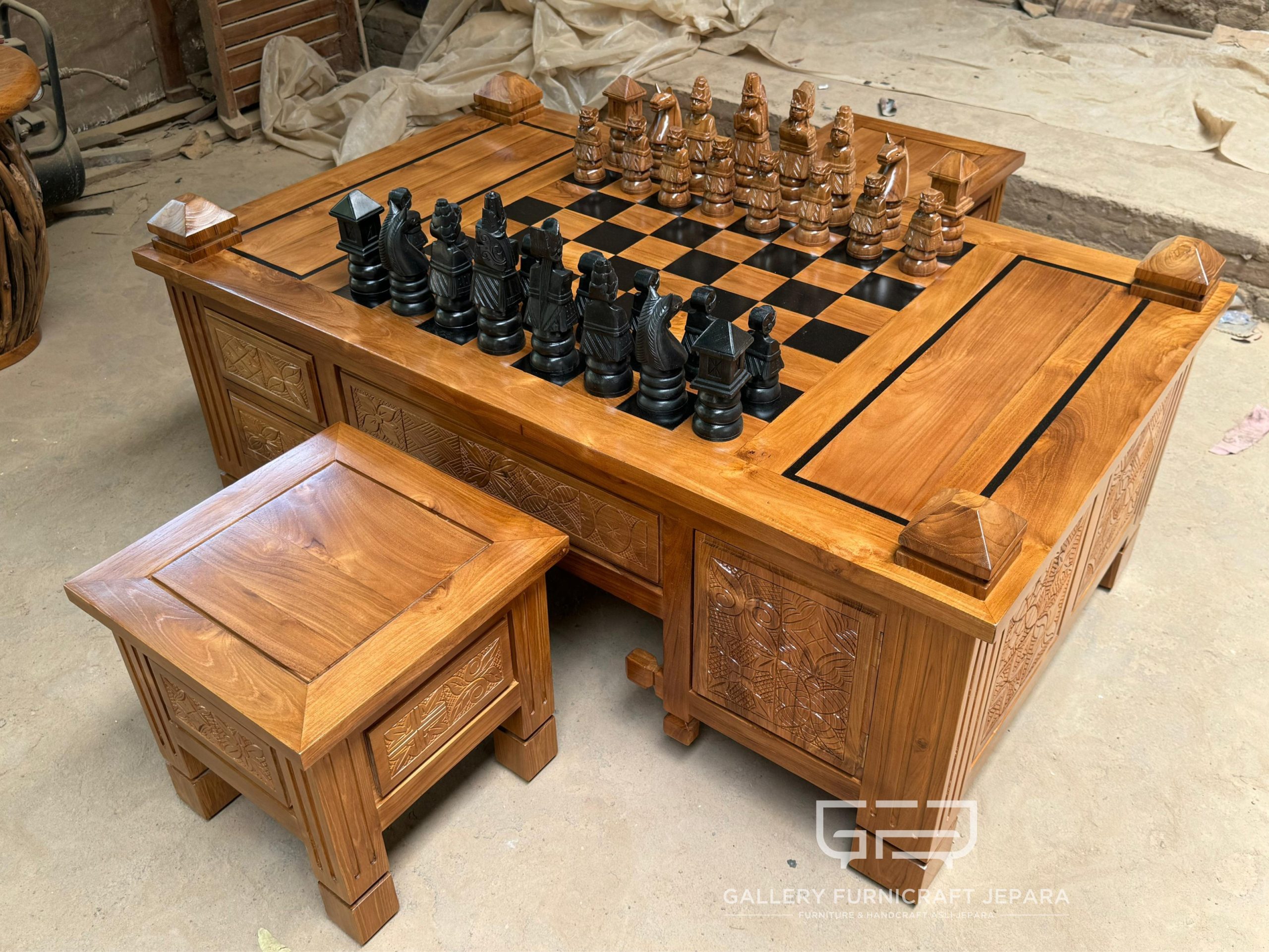 Set Catur Ramayana Kayu Jati Sonokeling 130x80x55cm @5100 10