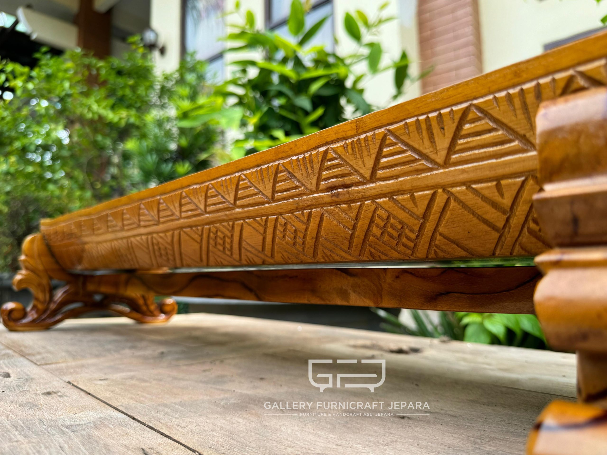 Tempat Buah Perahu Batik Ukir Kayu Jati Solid 100x17x15cm @500 03
