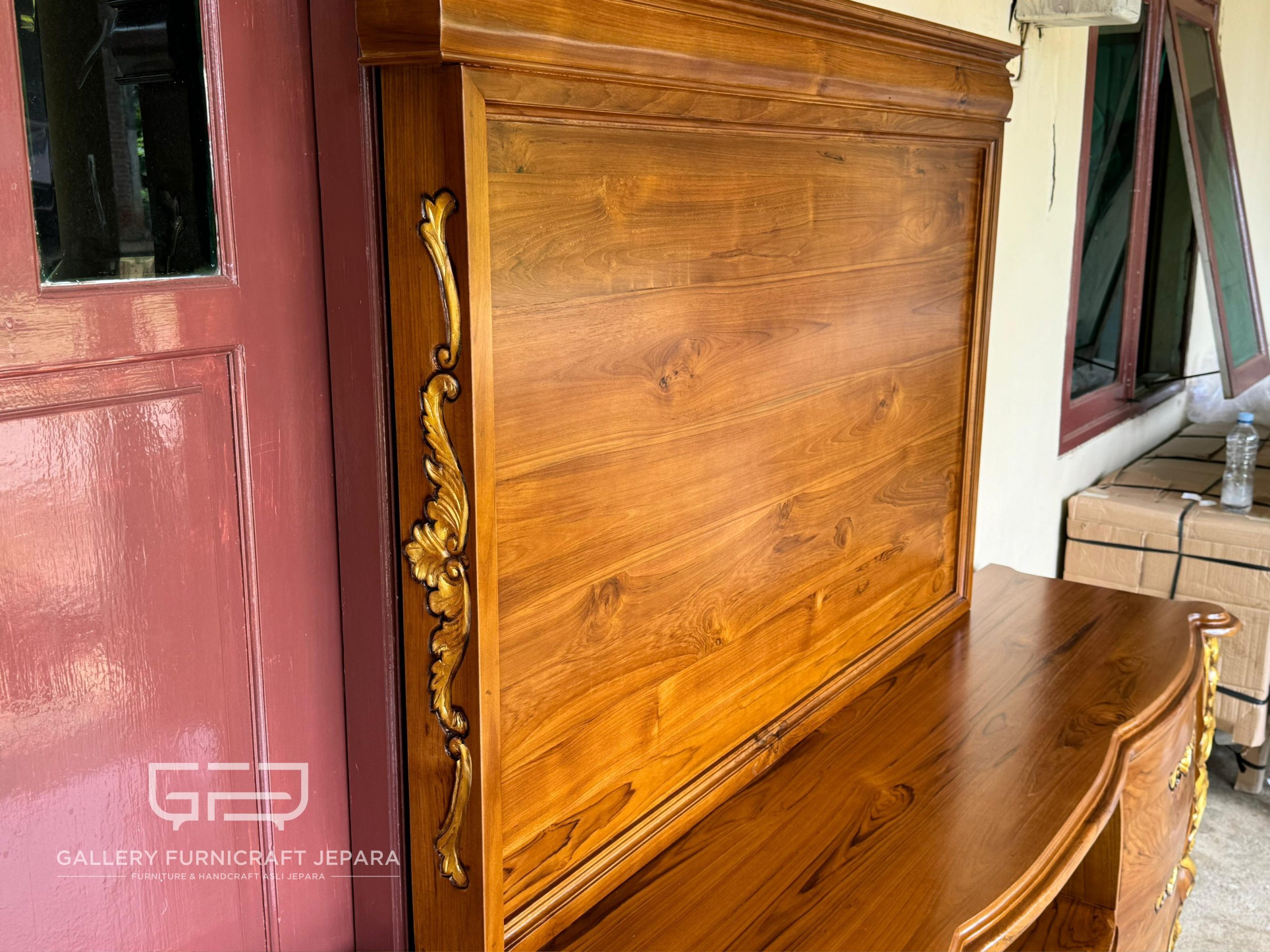 Custom Bufet Tv Classic Lengkung Kayu Jati 200x45x70cm @3750 04