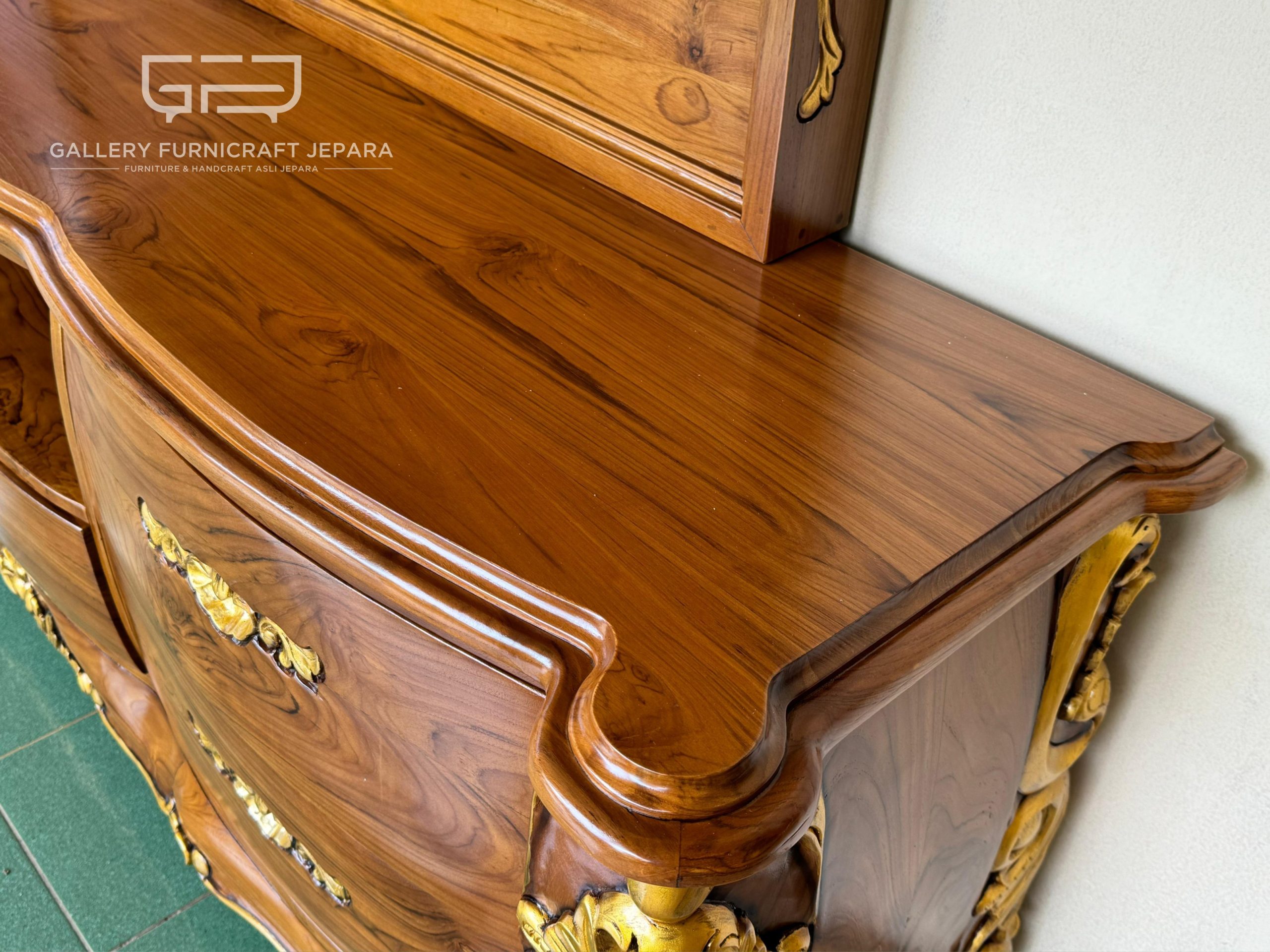 Custom Bufet Tv Classic Lengkung Kayu Jati 200x45x70cm @3750 08