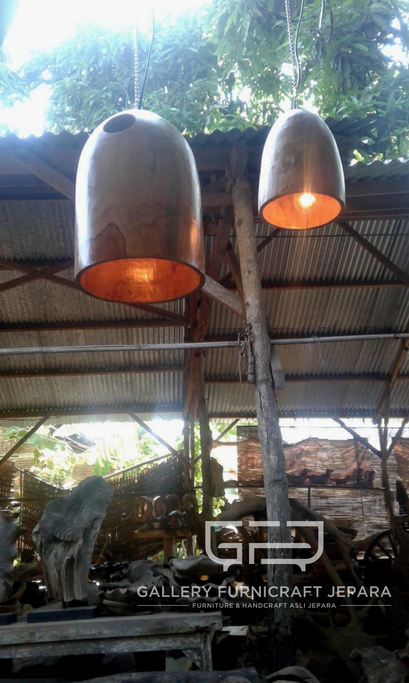 Kap Lampu Gantung Lonjong Kayu Jati Solid 19x19x25cm @400k 02