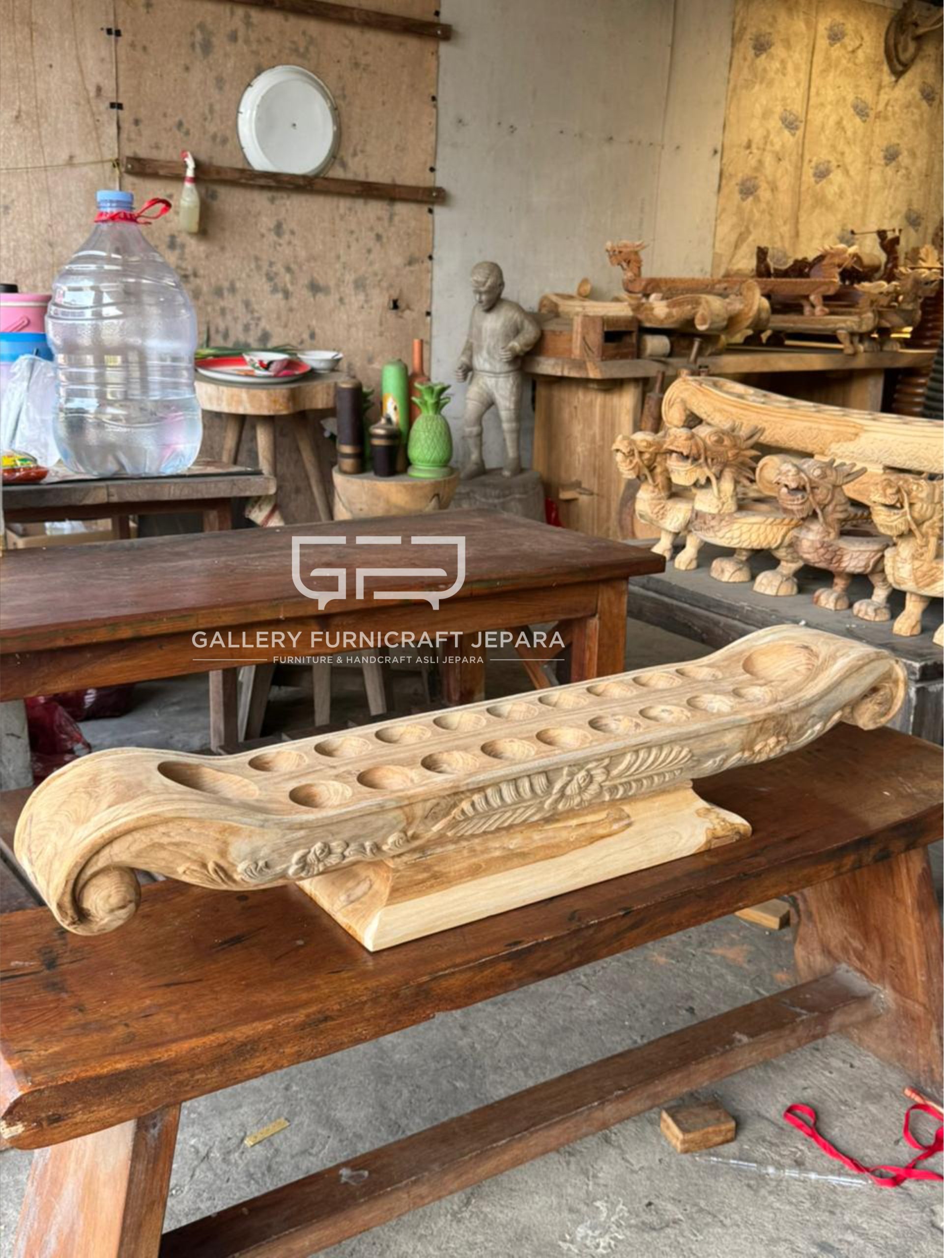 Congklak Tradisional Gamelan Premium Kayu Jati 9 Lubang 100x18x15cm @550