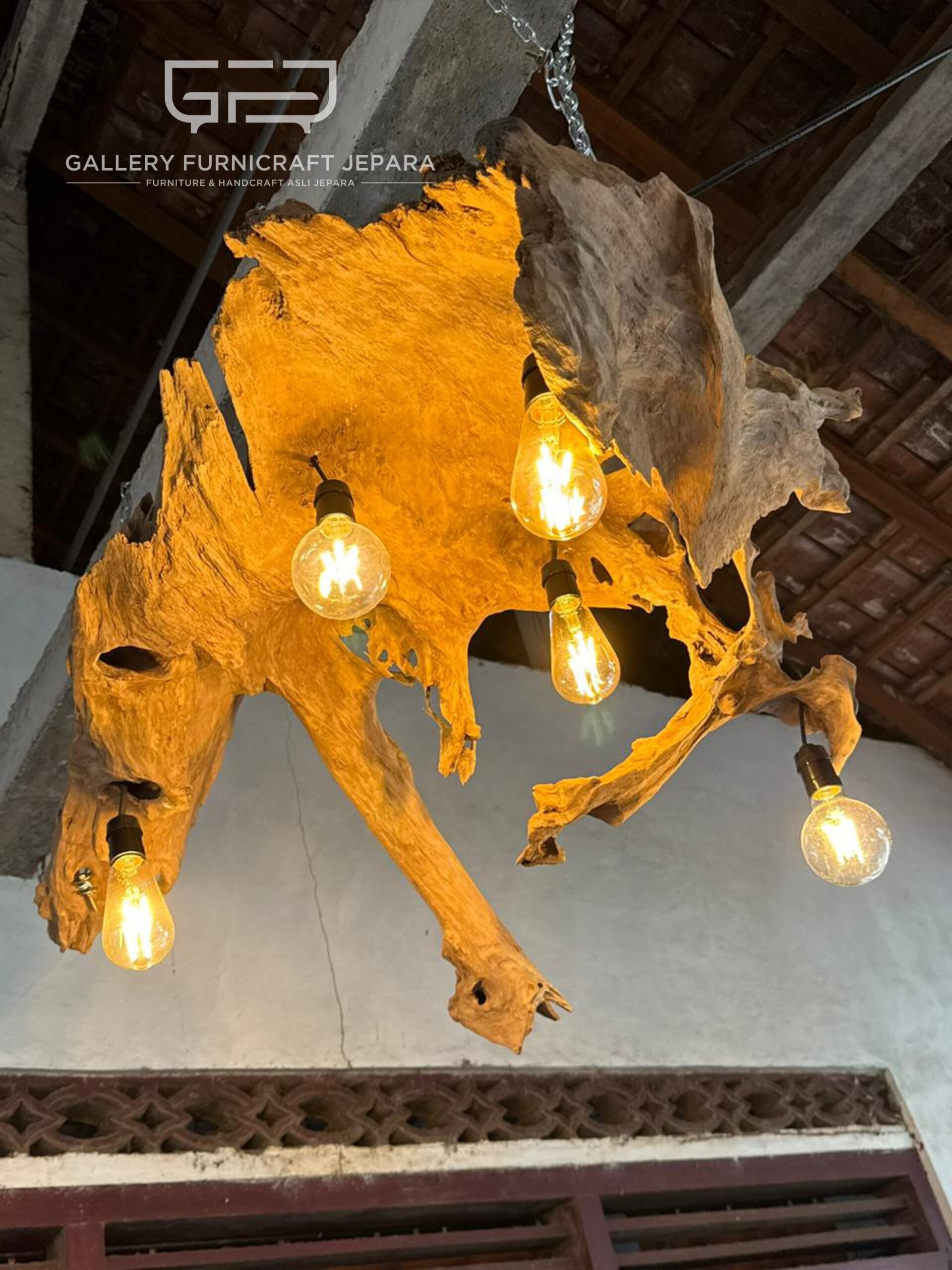 Lampu Gantung Antik Akar Jati Erosi Alami 100x80cm @2k 03