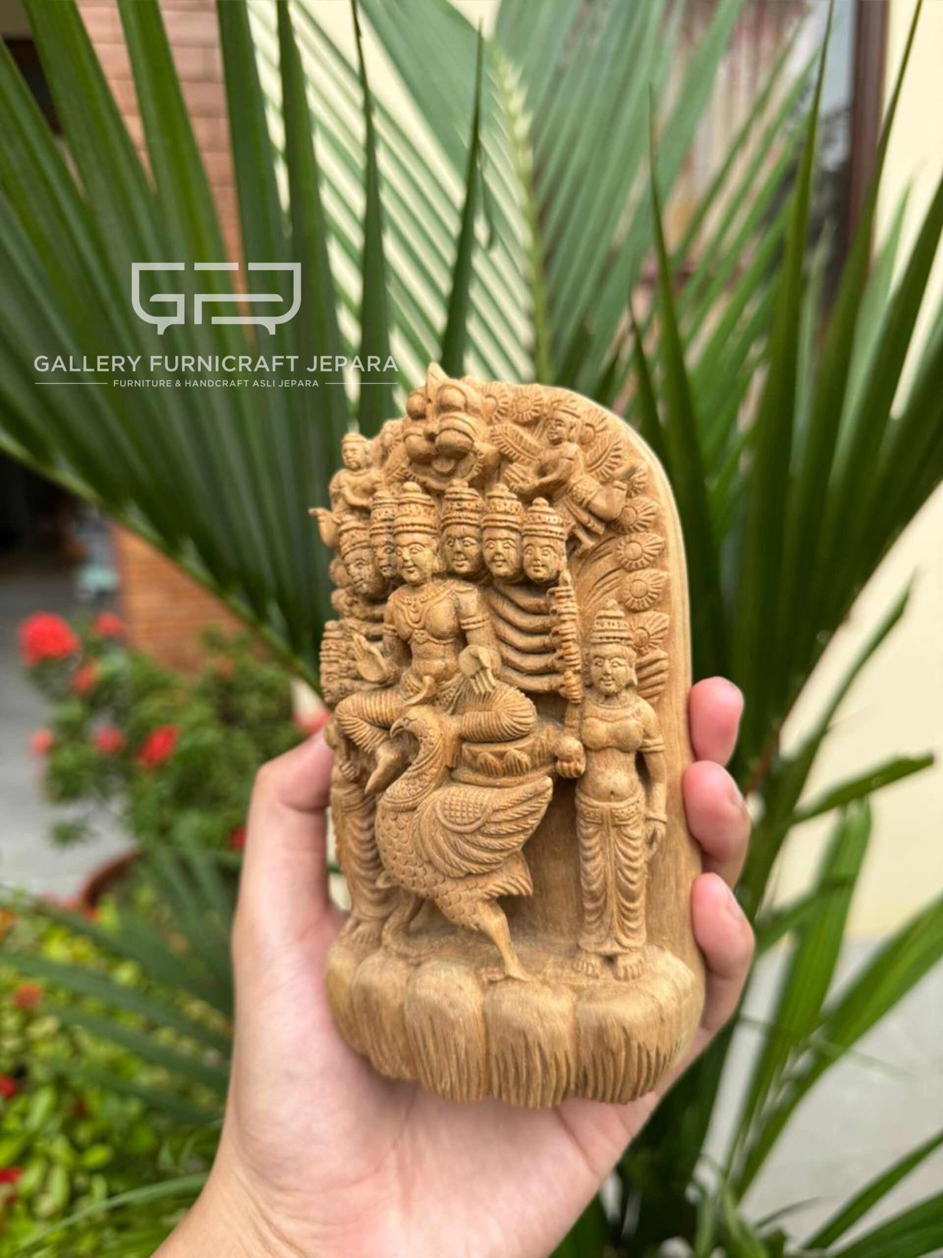 Patung Sri Murugan 15cm Kayu Jati 02