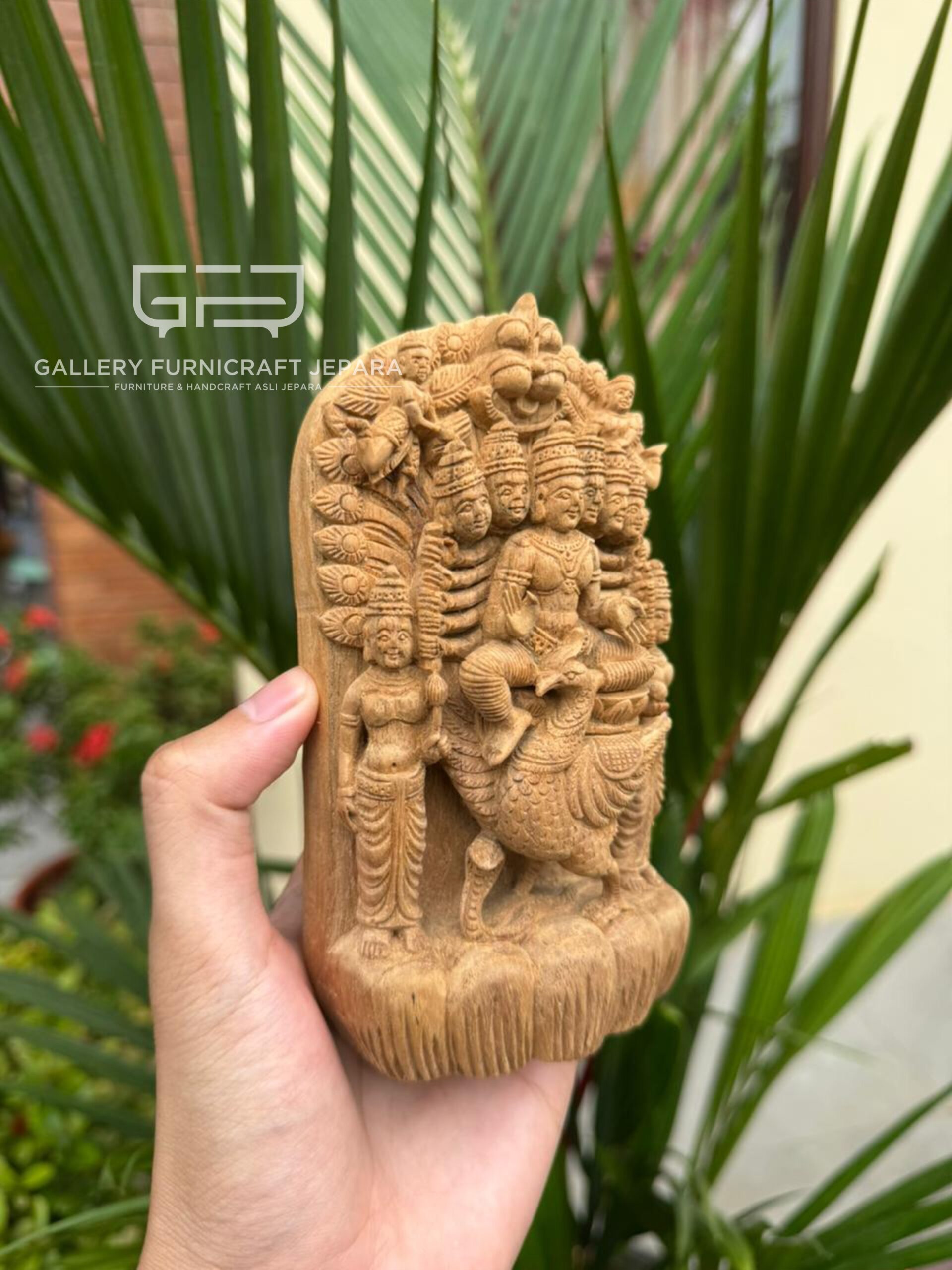 Patung Sri Murugan 15cm Kayu Jati 03
