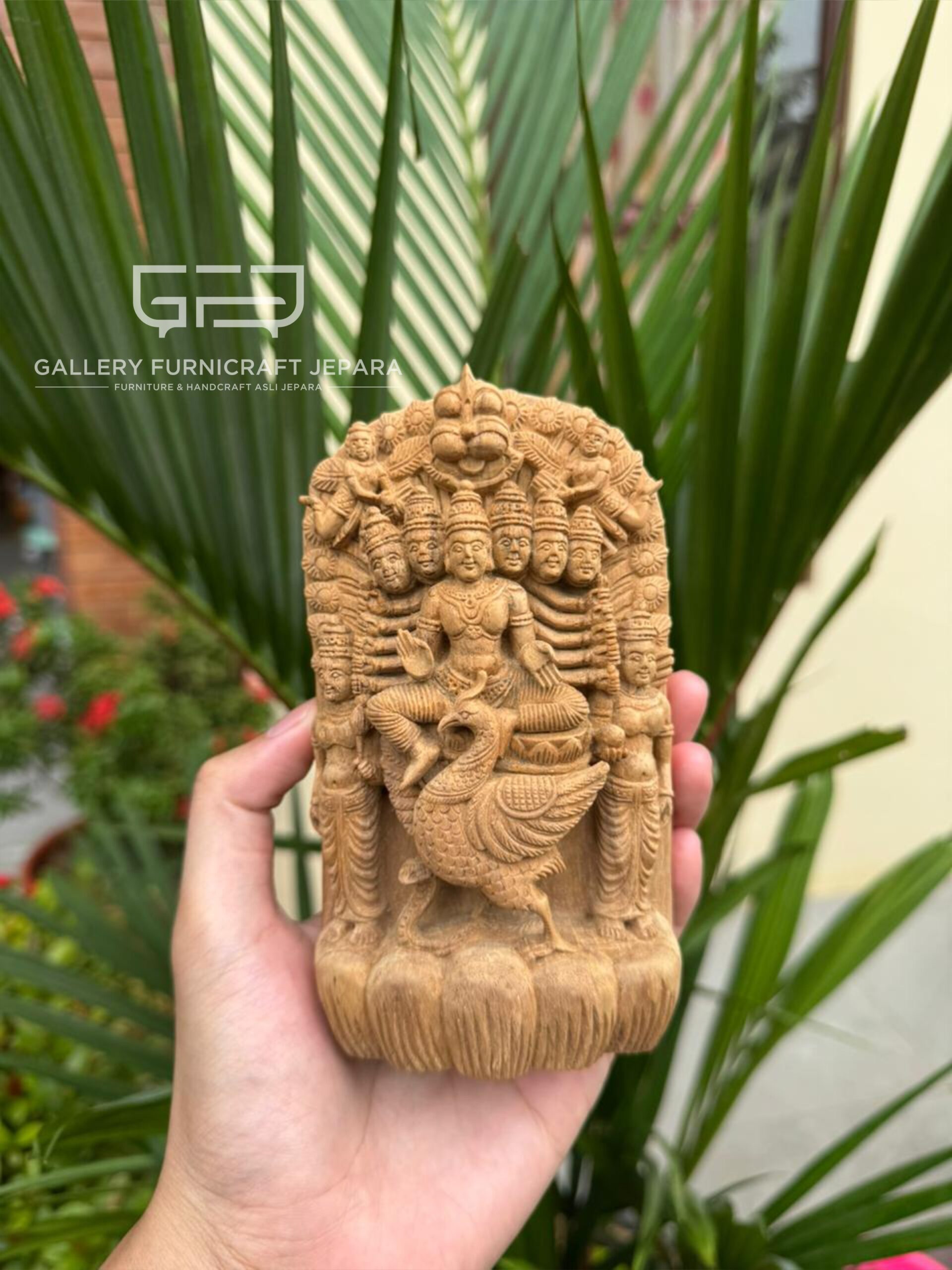 Patung Sri Murugan 15cm Kayu Jati 04